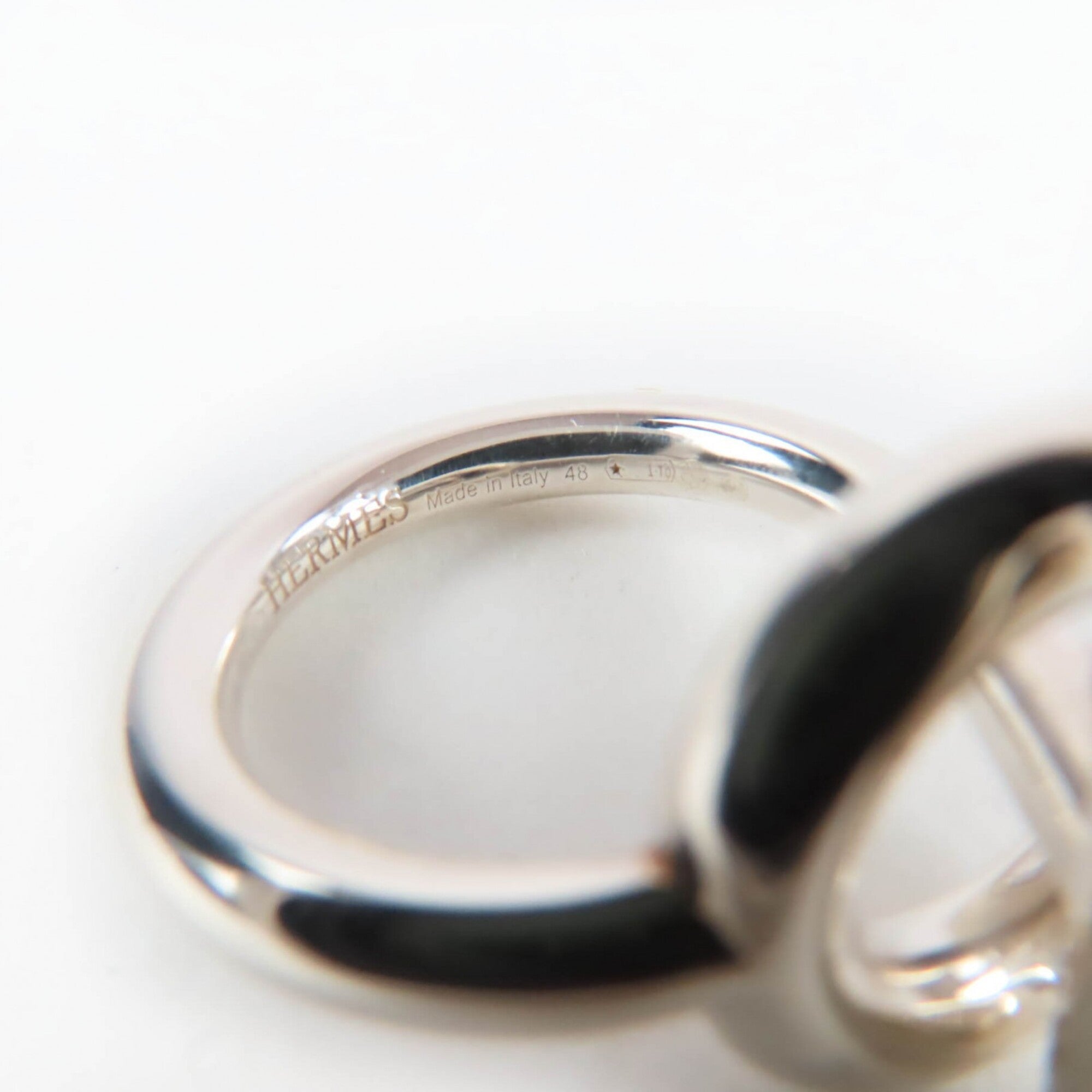 HERMES Echappé MM 925 Ring, 2024 Model, Silver, Size 48, with Case, Made in Italy, Weight 9.6g, Women's — Like New