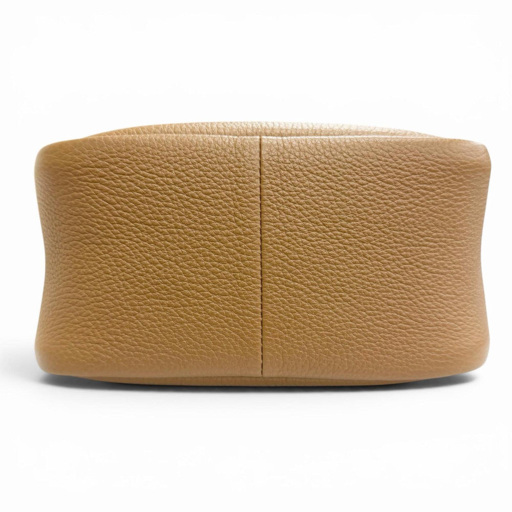 PRADA 1BA349 Mini Handbag, Leather, Metal Lettering Logo, Caramel Brown, Made in Italy, Women's, Very Popular, Highly Recommended ◎ — Like New