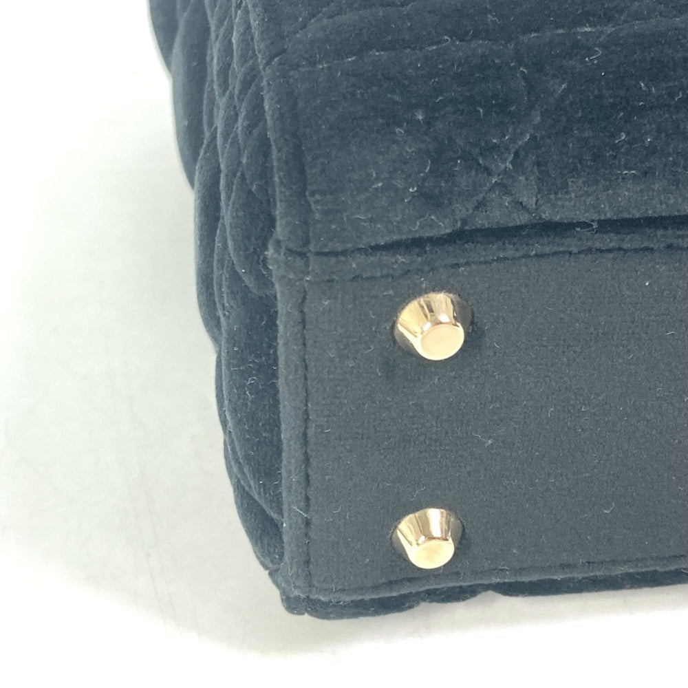 Christian Dior Dior Lady Chain Cannage Rhinestone Shoulder Bag Handbag Velour Leather Women's Black — New - Store Return