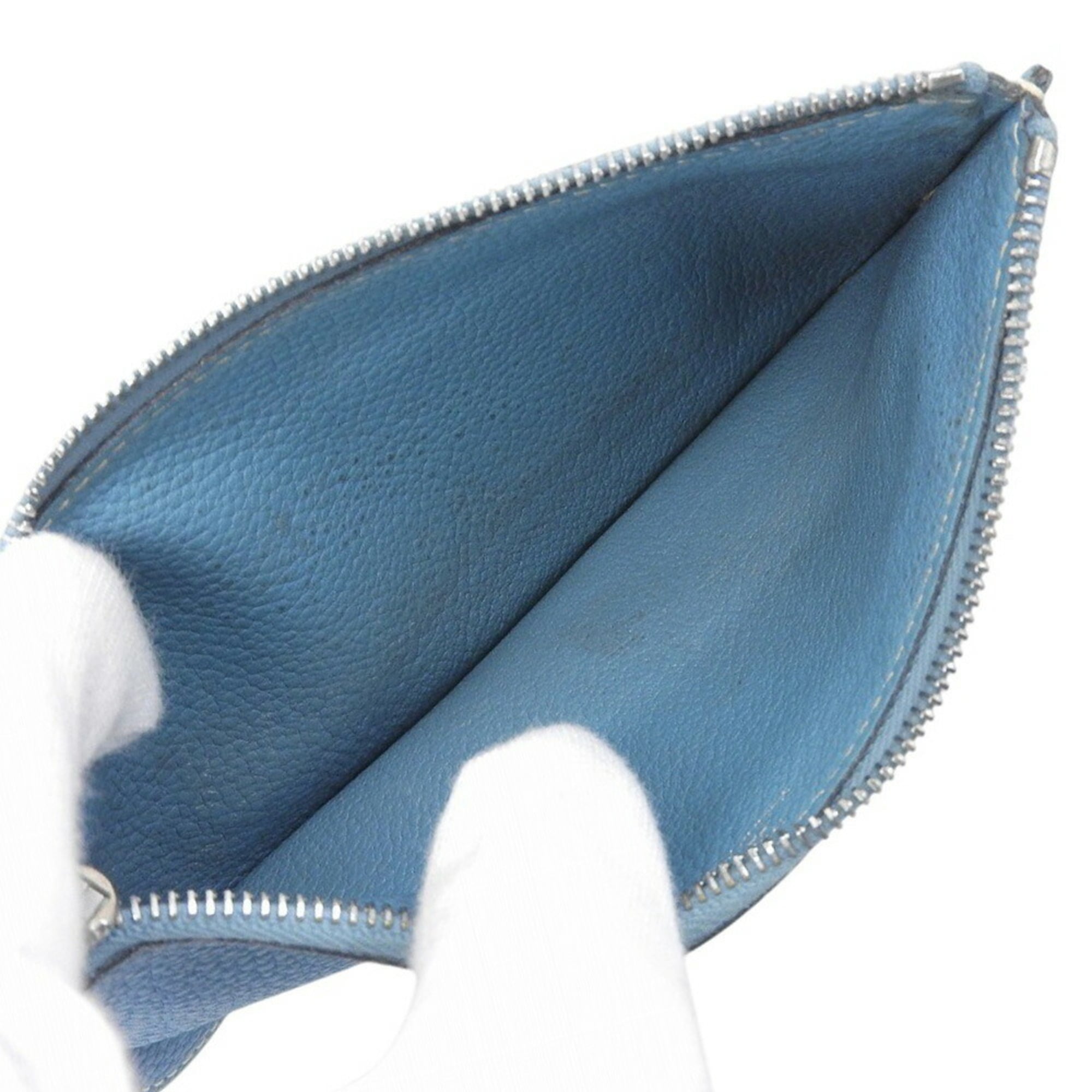 Hermes Hermès Dogon GM long wallet in Taurillon Clemence leather, blue jean, with G stamp