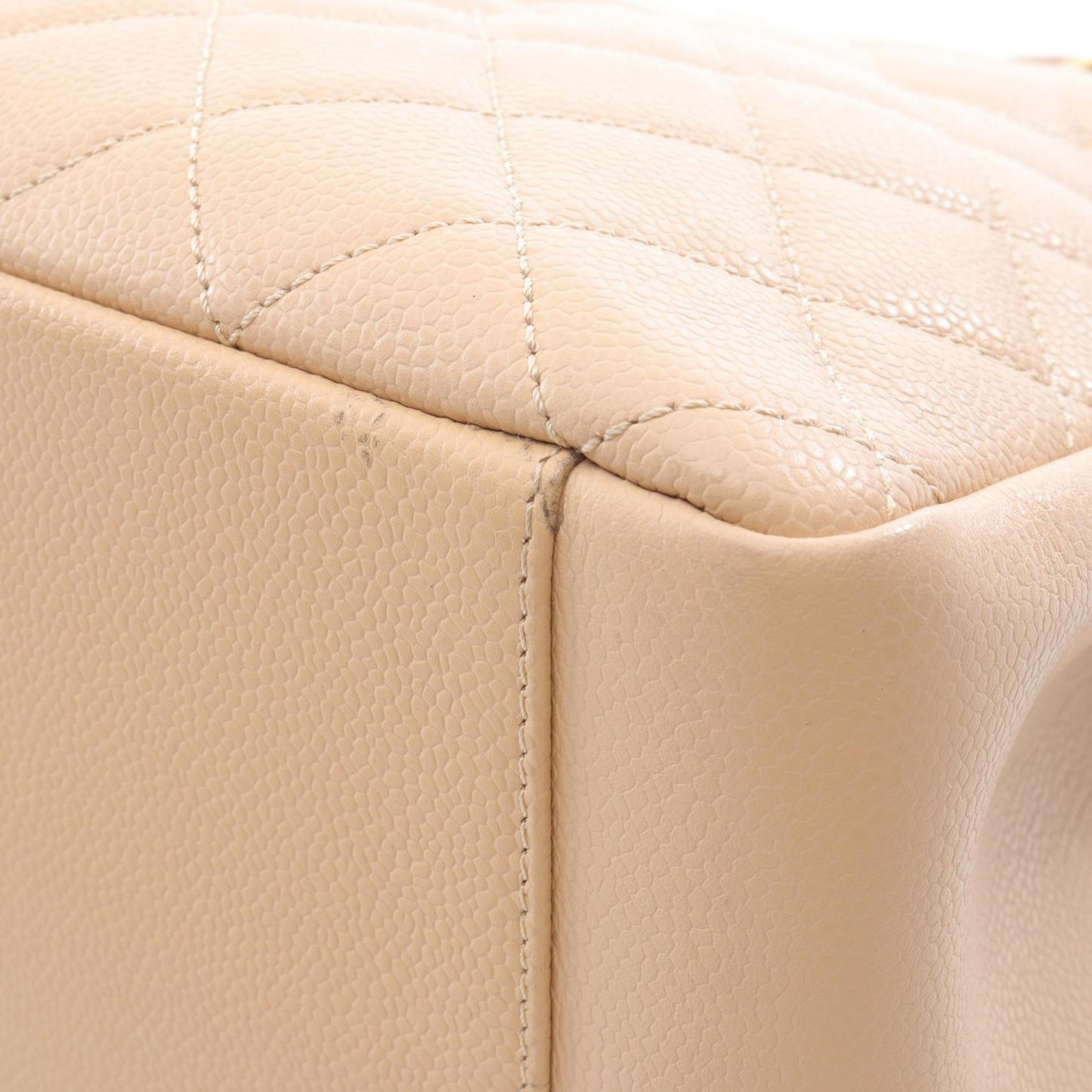 CHANEL Matelasse Grand Shopping GST Tote Bag in Beige Calfskin Leather (A50995) for Women