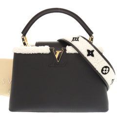 Like New Louis Vuitton Capucines MM M59073 IC Taurillon Leather Shearling Black Handbag LV 0237LOUIS VUITTON — Like New
