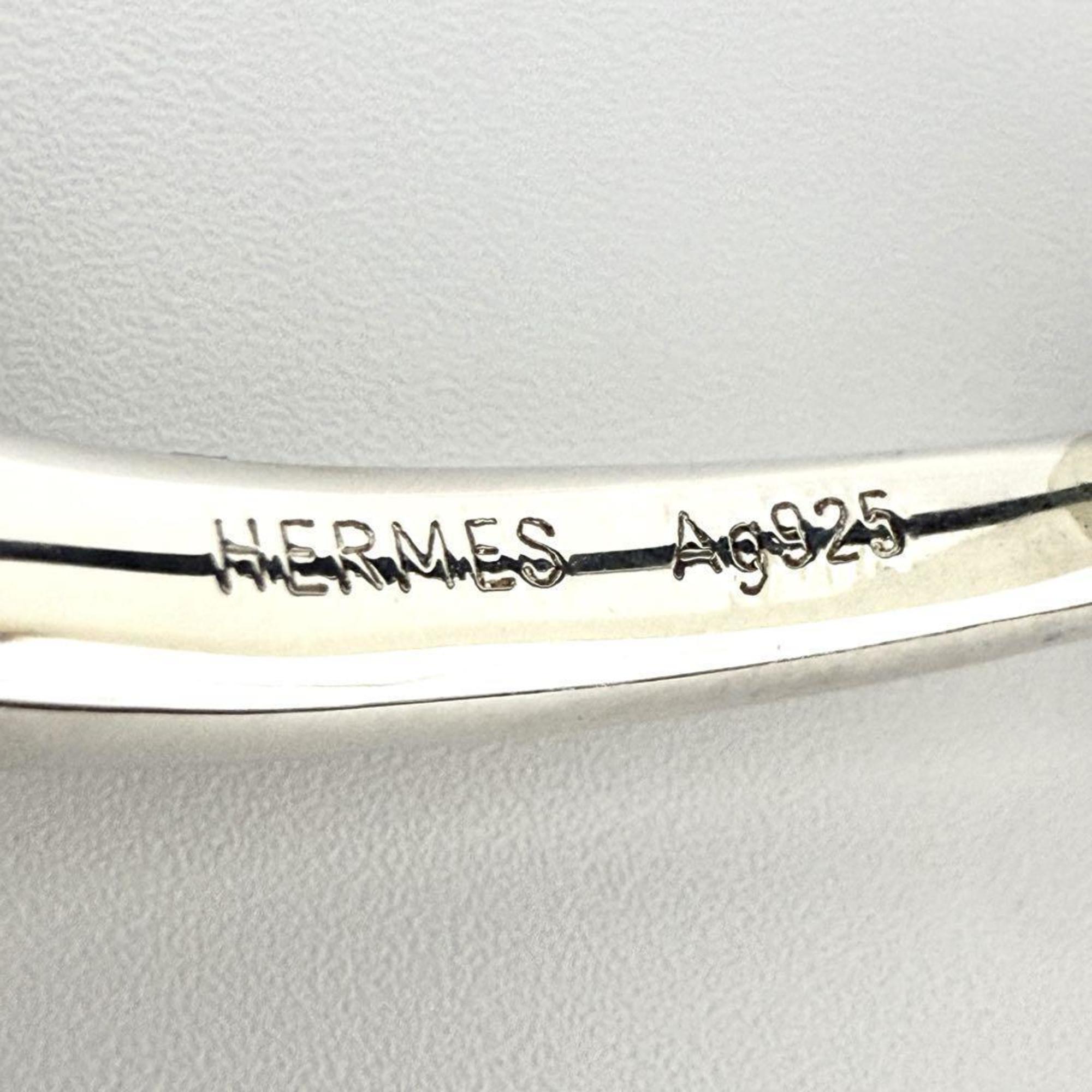 Hermes Horsebit Bracelet, Silver, Leather, Black, 16cm — Like New