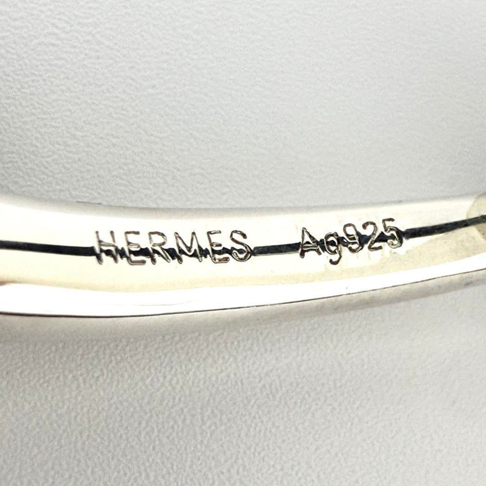 Hermes Horsebit Bracelet, Silver, Leather, Black, 16cm — Like New