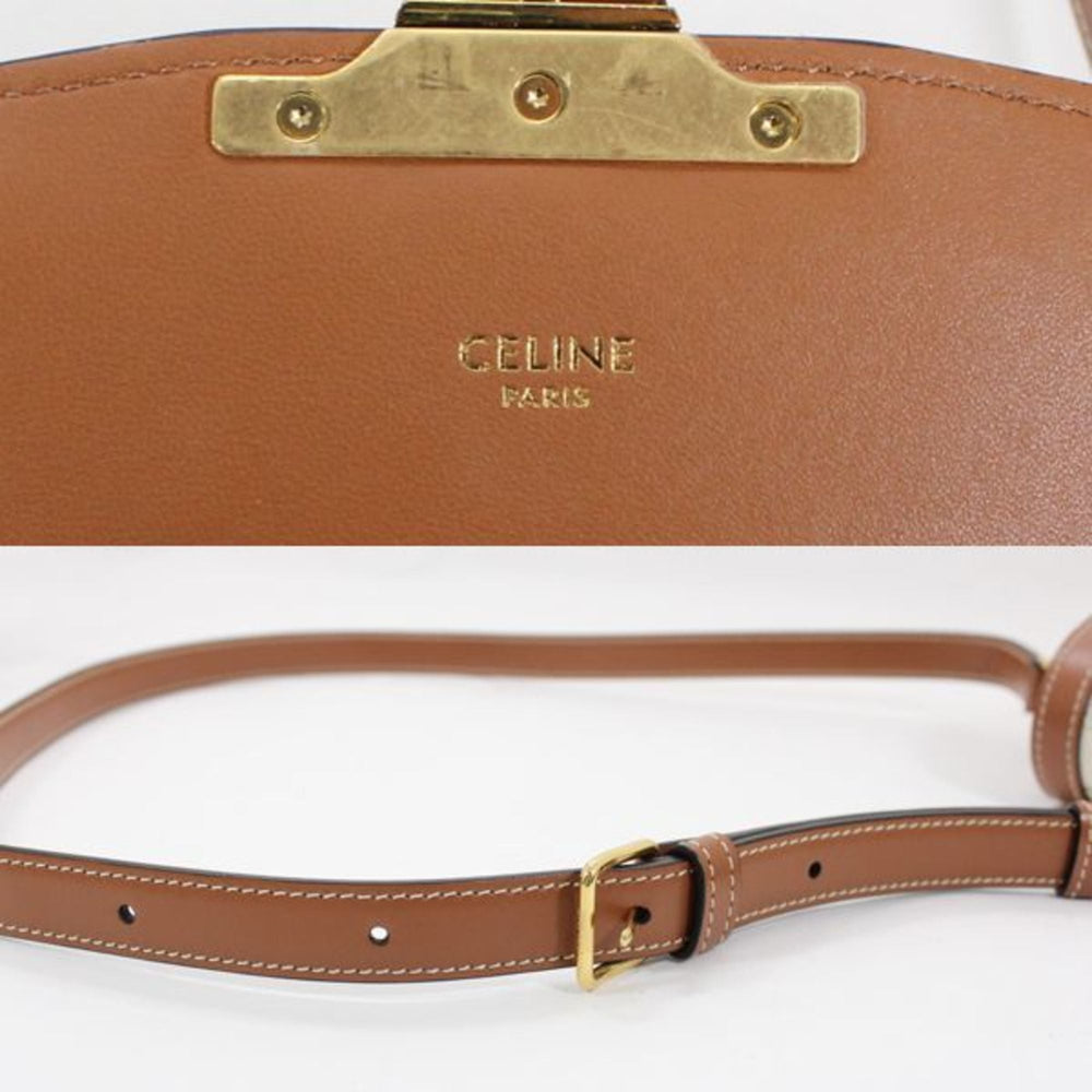 Celine Shoulder Bag Teen Triomphe White 188882BZ4.01BC CELINE Calf Leather Women's — Like New