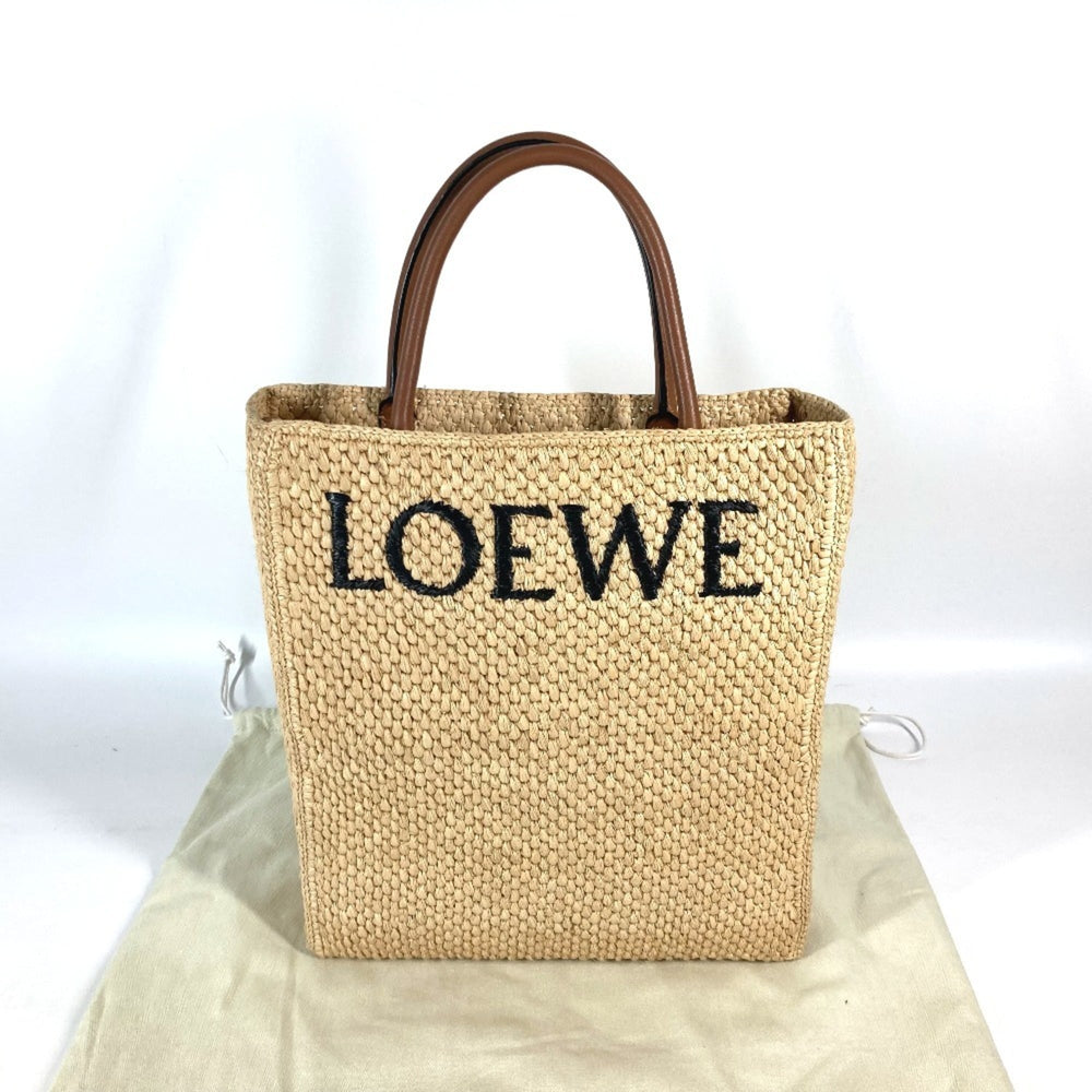 LOEWE Standard Bag Shoulder Tote Raffia Women's Beige x Brown E-240710-7 — New - Store Return