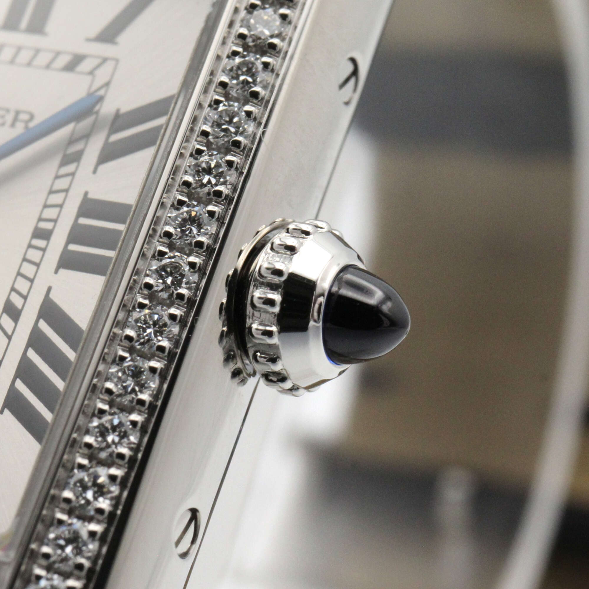 Cartier Tank Must SM Watch, Stainless Steel, Leather Strap, Diamond, Ladies, Silver Tone, W4TA0016 — Very Good