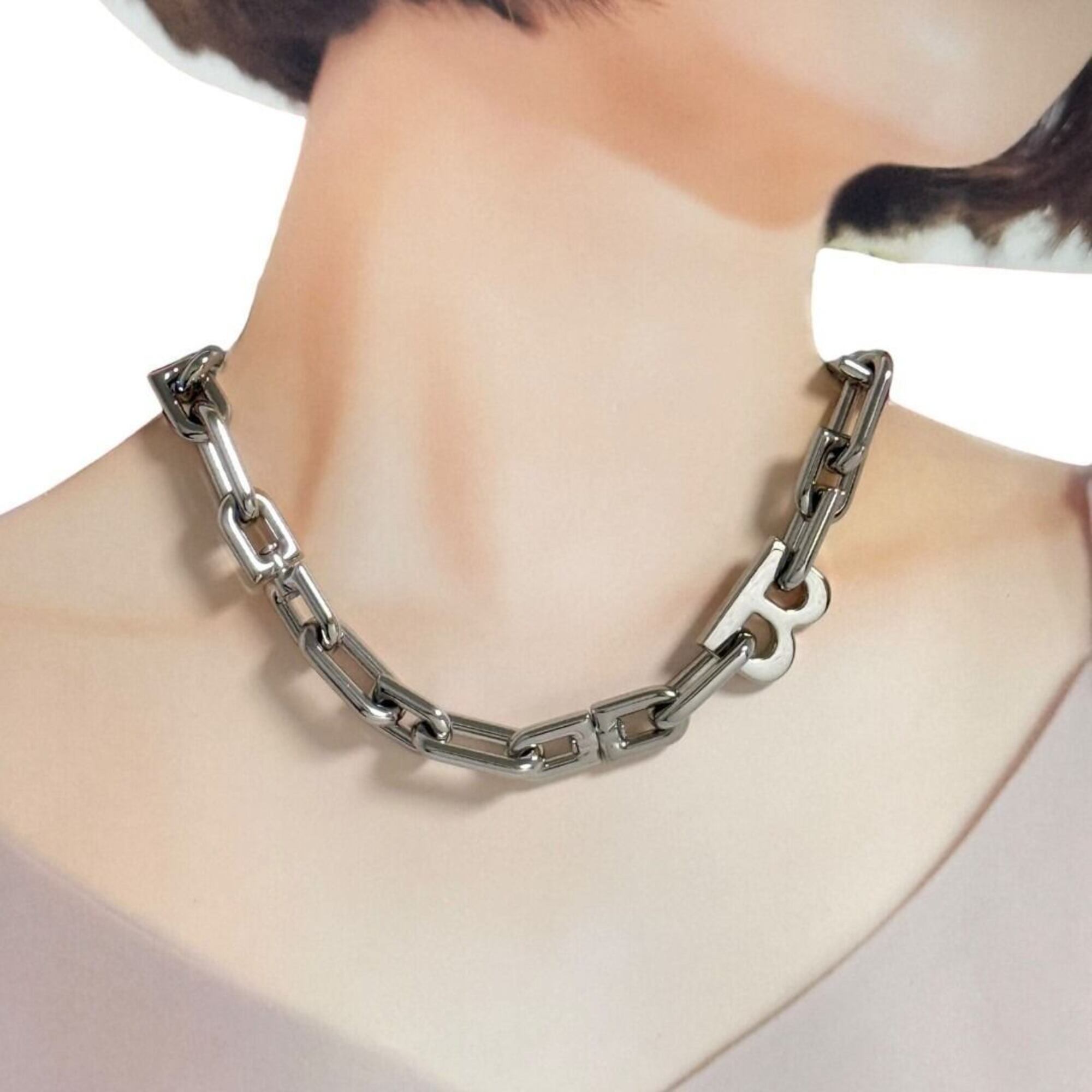 Balenciaga Men's and Women's B Chain Slim Necklace (Short) — Like New