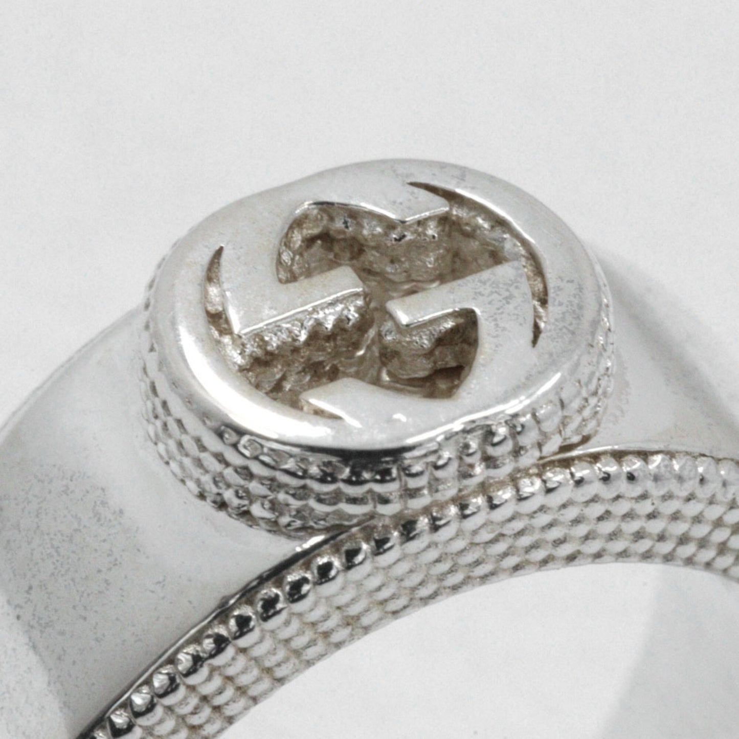 Gucci Interlocking G Ring, Size 9.5, Sterling Silver, Approx. 8.5g, Women's