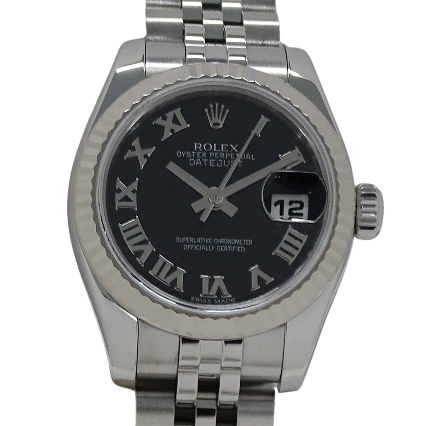 Rolex ROLEX Datejust 179174 Random Number Wristwatch Ladies Brand Automatic AT Stainless Steel SS White Gold WG Silver Black Roman Polished