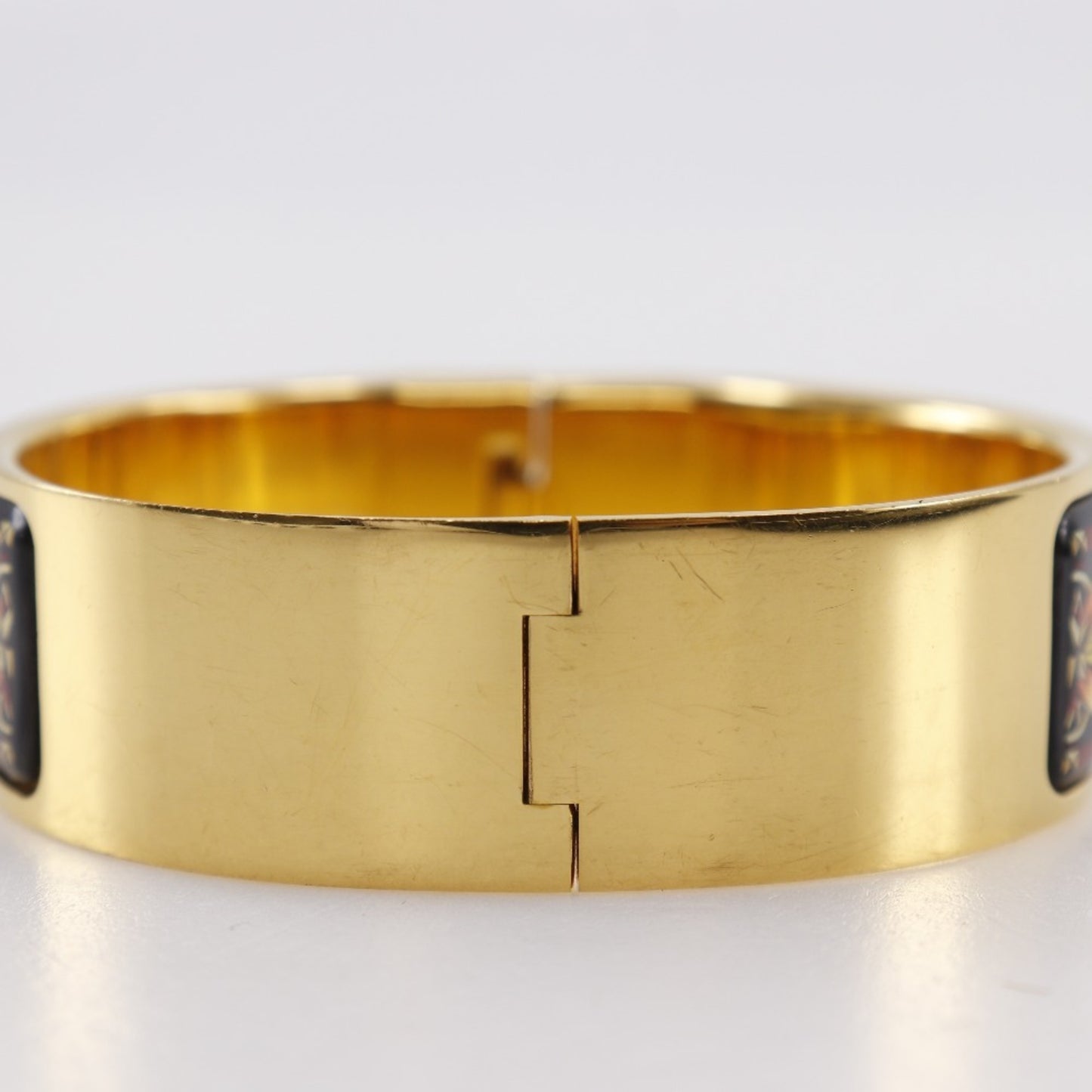 Hermes HERMES Roque enamel bracelet, cloisonné horse pattern bangle, gold plated, black, approx. 64.3g Location Email Women's S141425912