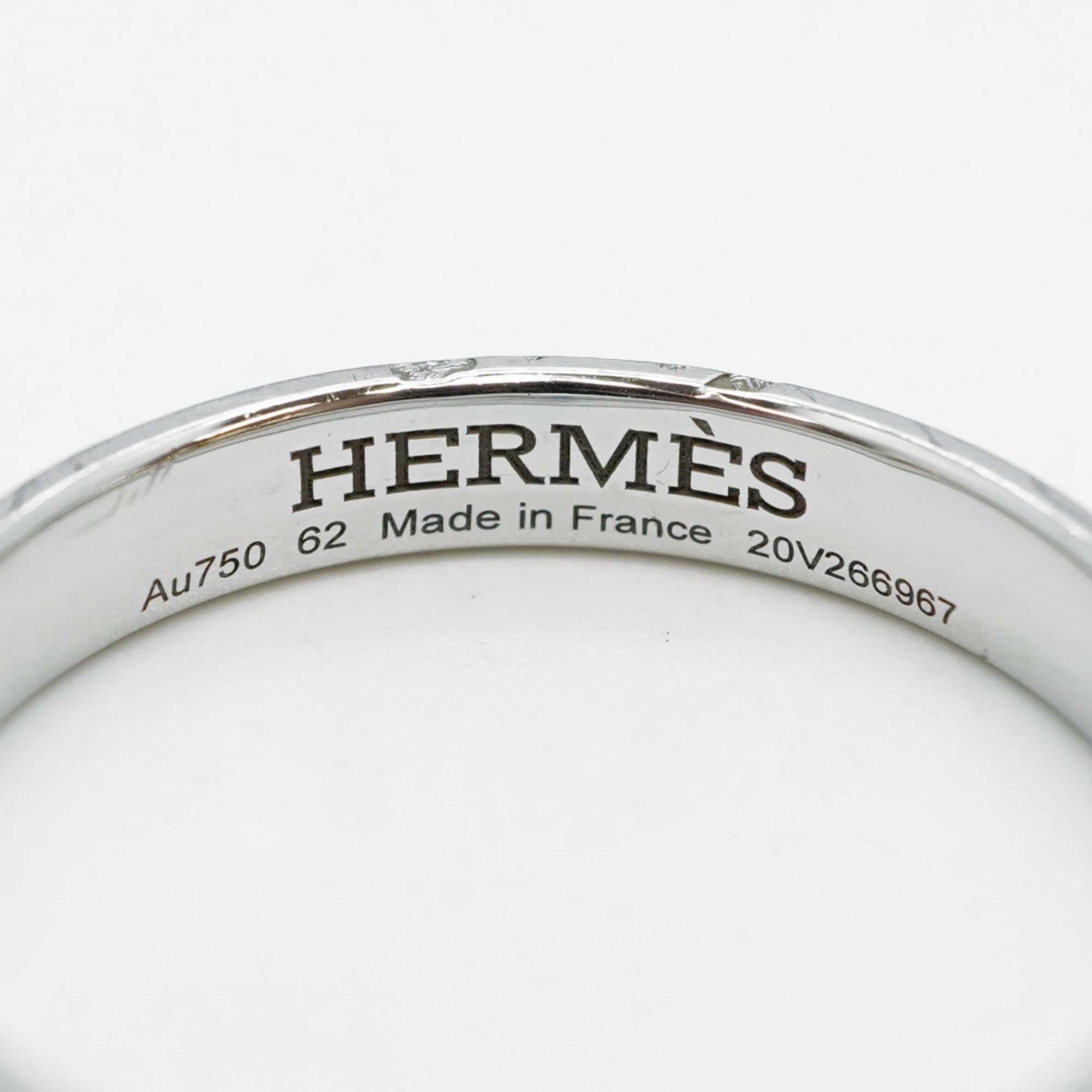Hermes Hermès Ever Hercules Ring, 18K White Gold with Diamonds, #62, Men's