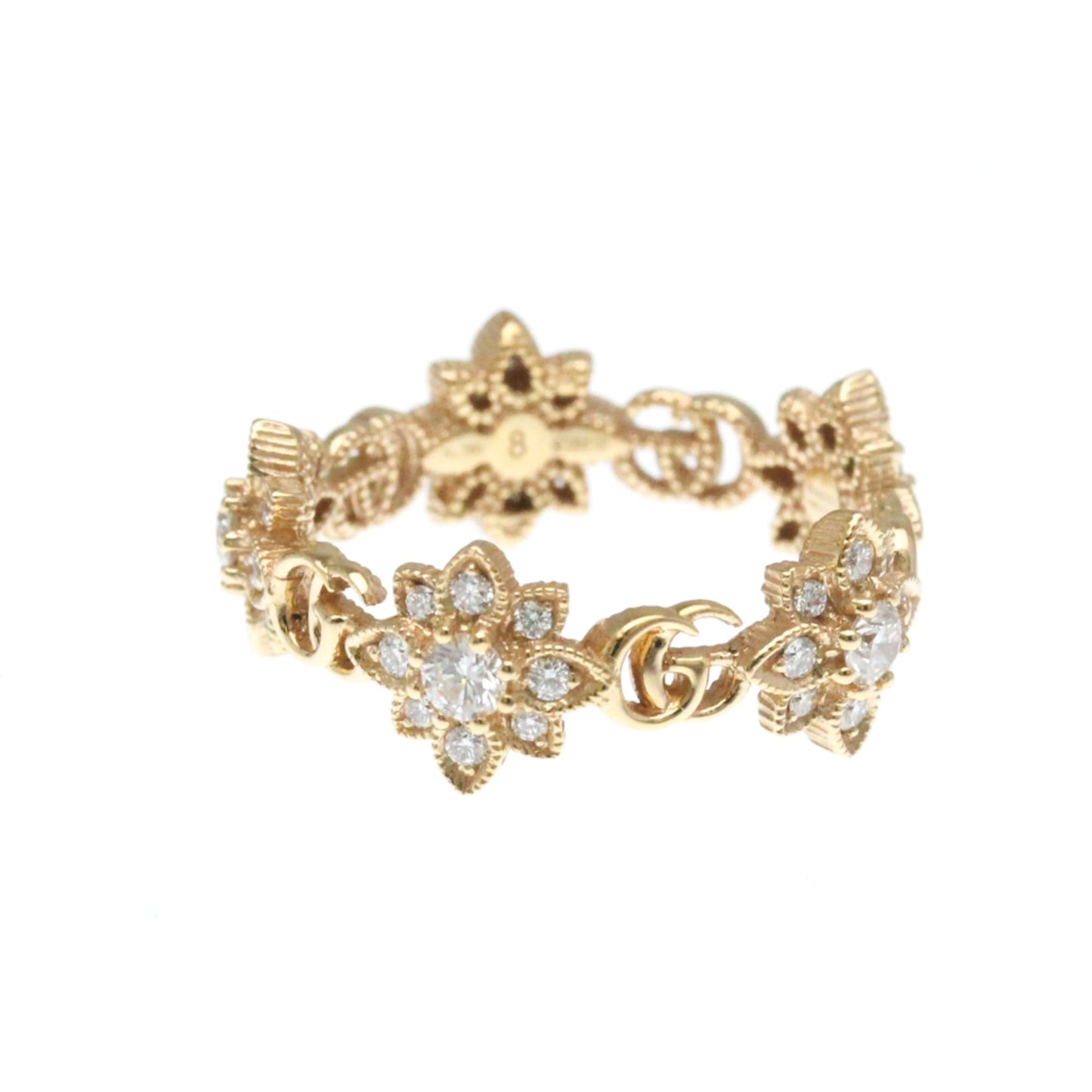 Gucci Flora Diamond Ring Pink Gold (18K) Fashion Diamond Band Ring Pink Gold