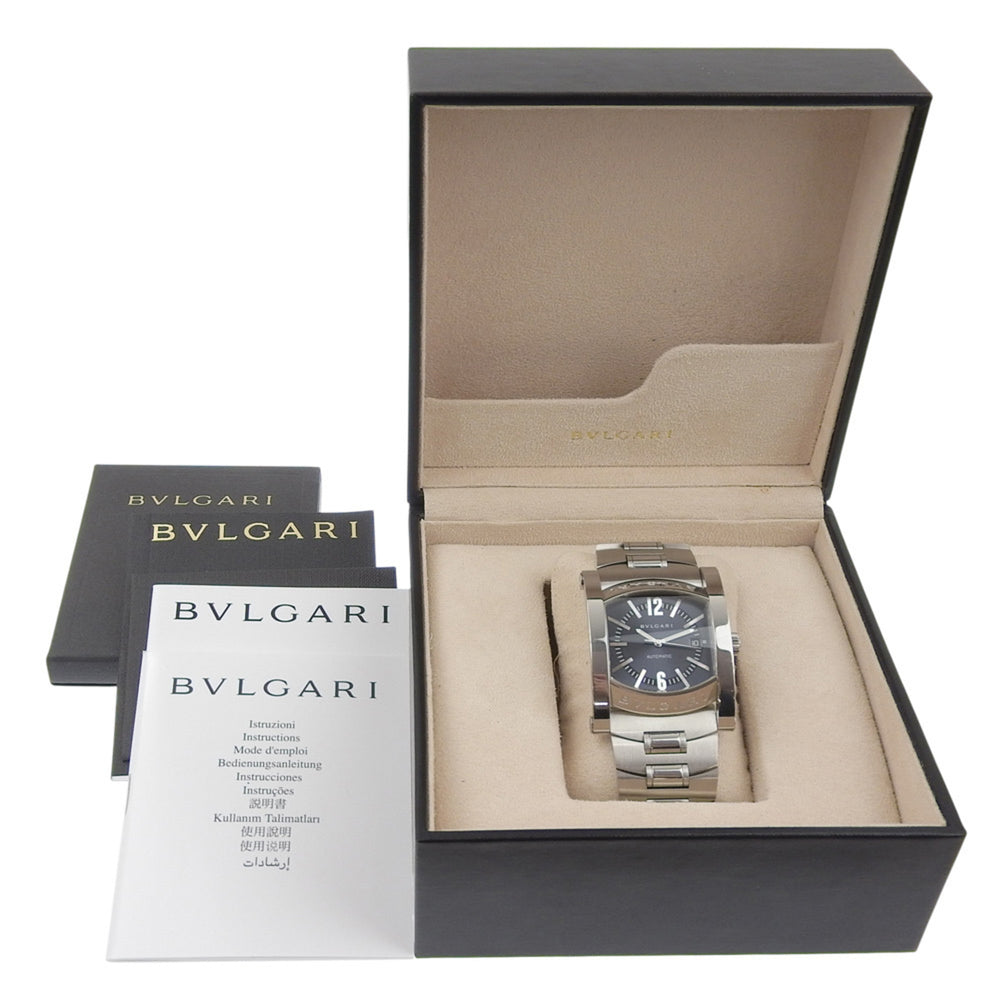 Bulgari BVLGARI Assioma Watch AA48S Stainless Steel Silver Automatic Analog Black Dial Men's — Good