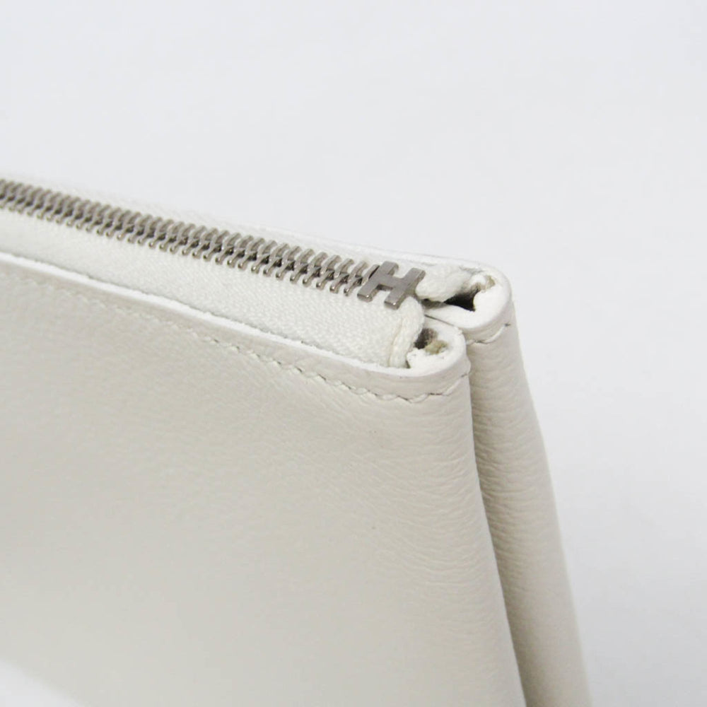 Hermes Atou GM Men,Women Evercalf Leather Pouch White — Like New