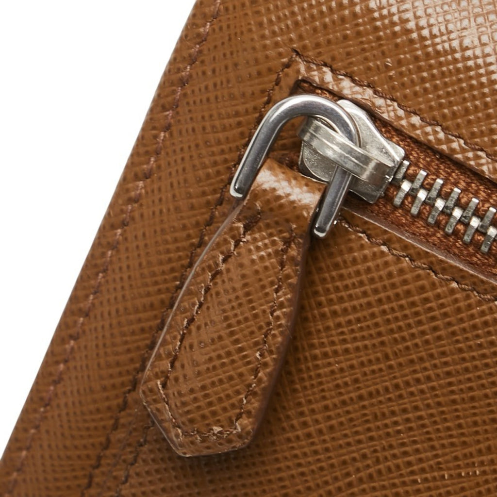 Prada Women's Long Wallet 1MH037 Brown Saffiano Leather