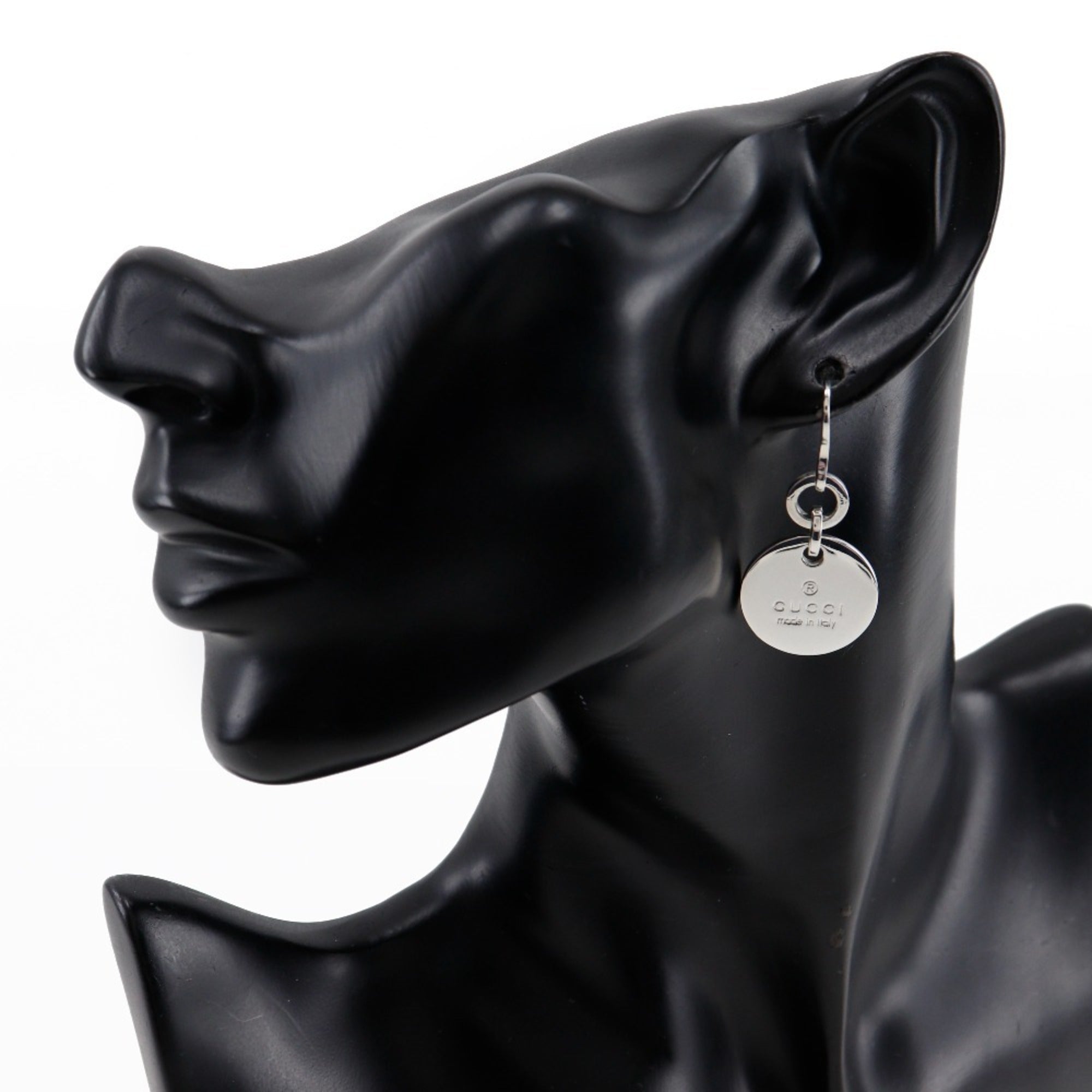 Gucci GUCCI Trademark Earrings Logo Round Silver 925 Approx. 12.1g Women's — Like New