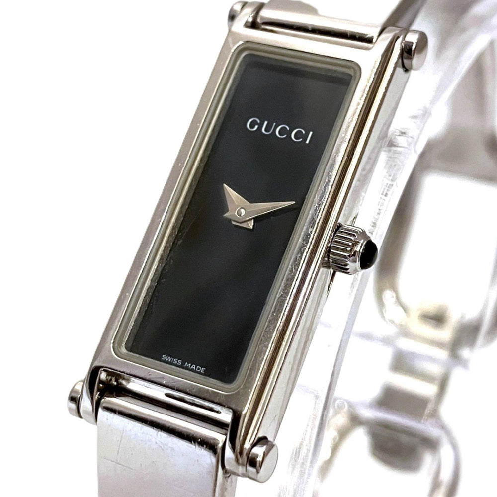 Gucci GUCCI Watch Square Bangle Total Weight 27g Stainless Steel Quartz Black Dial 1500L — Good