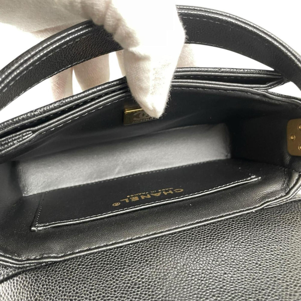 Chanel CHANEL Handbag Flap Bag Caviar Skin Matelassé Handle Mini Leather AS5164 Black — Like New