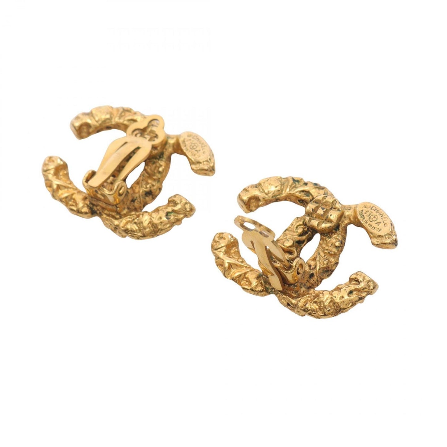 CHANEL Coco Mark Earrings, Gold Plated, Women's