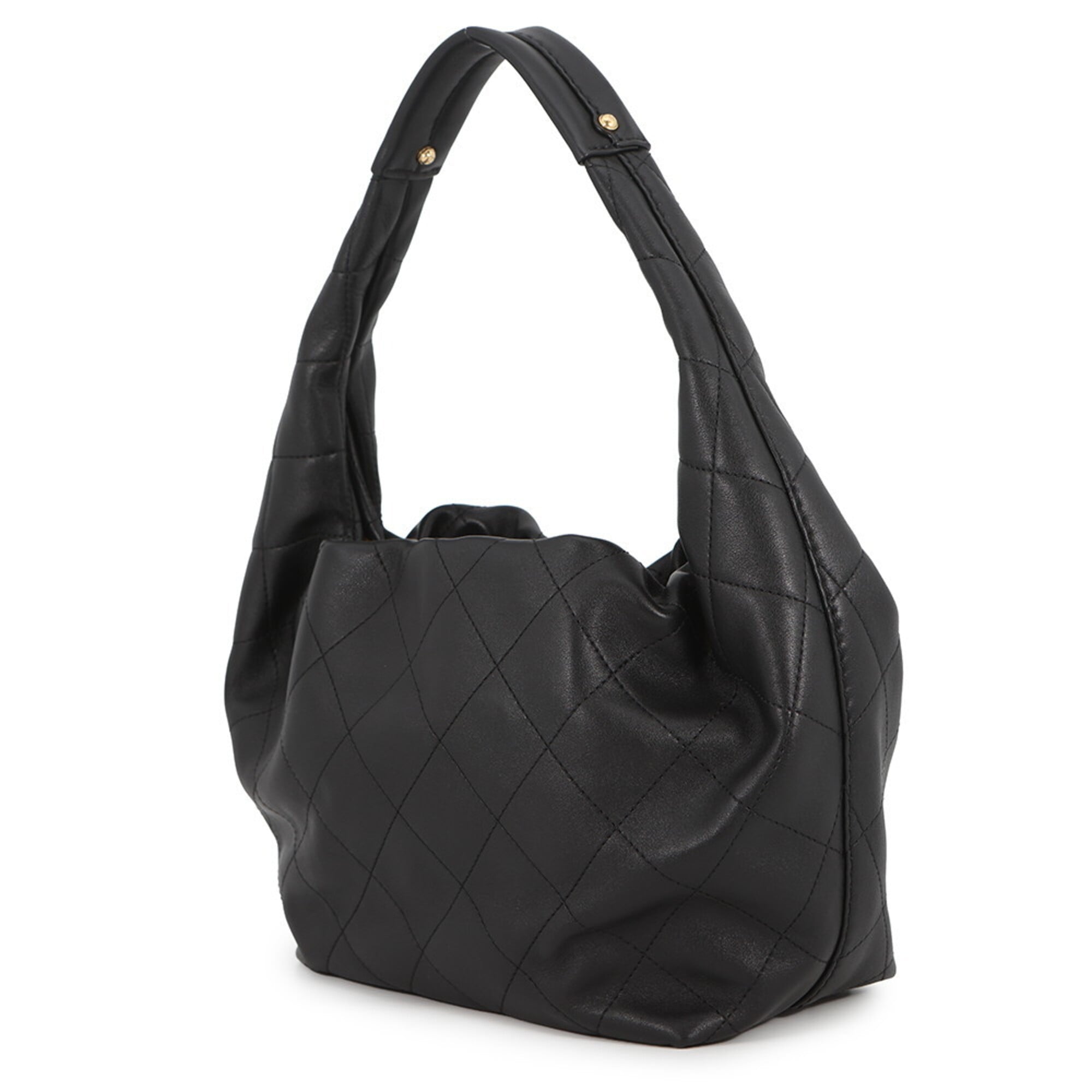 Chanel Matelassé Hobo Bag with Coco Mark, Calfskin, AS5976, Black, Handbag for Women — Like New