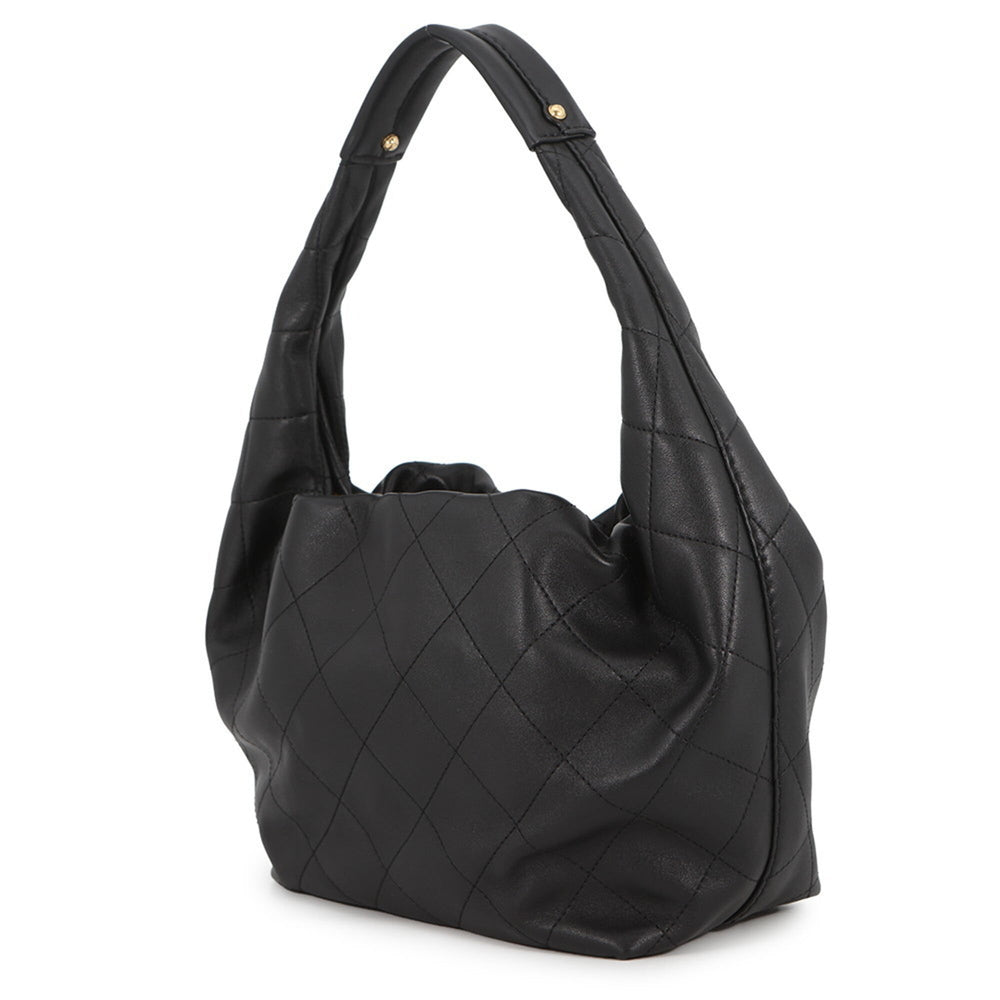Chanel Matelassé Hobo Bag with Coco Mark, Calfskin, AS5976, Black, Handbag for Women — Like New