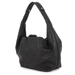 Chanel Matelassé Hobo Bag with Coco Mark, Calfskin, AS5976, Black, Handbag for Women — Like New