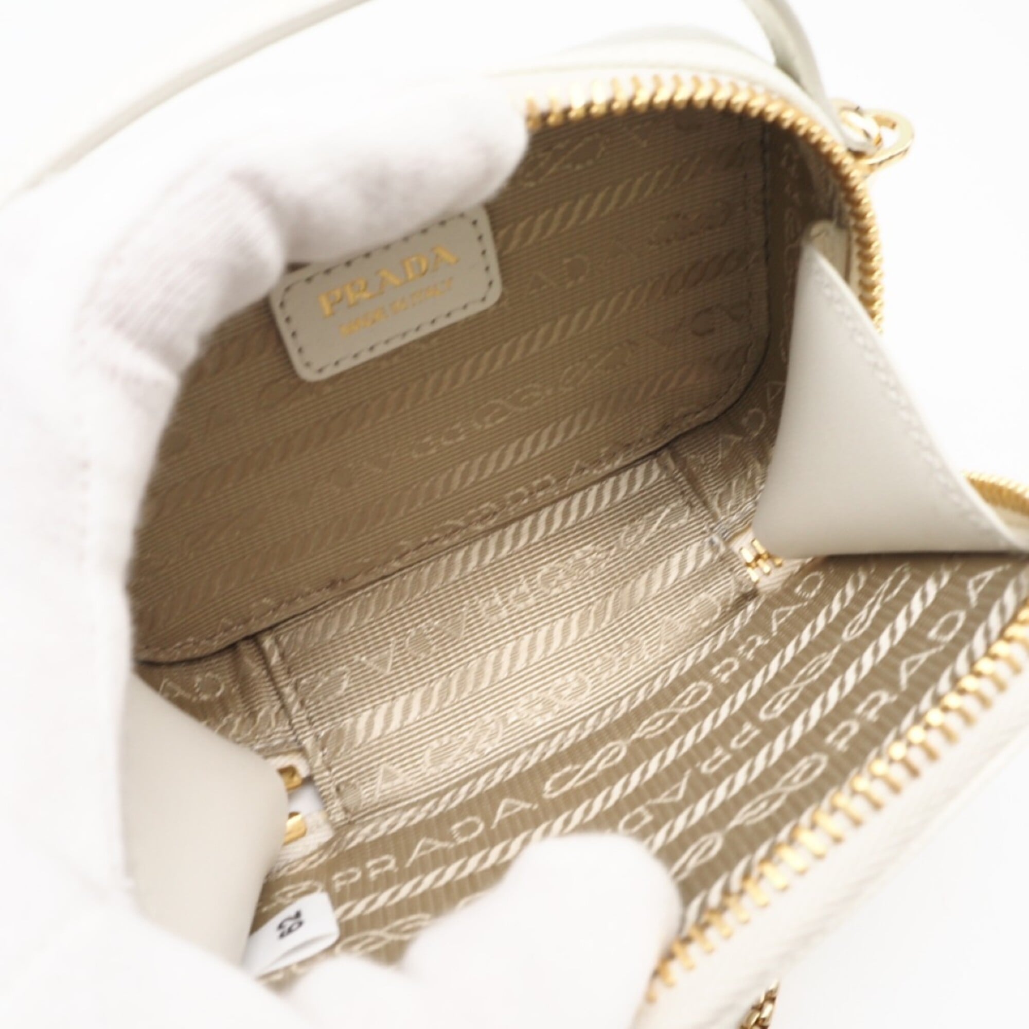 PRADA Saffiano Triangle Mini Pouch 1NR025 Shoulder Bag White Women's — New - Store Return