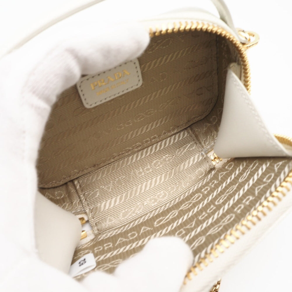 PRADA Saffiano Triangle Mini Pouch 1NR025 Shoulder Bag White Women's — New - Store Return