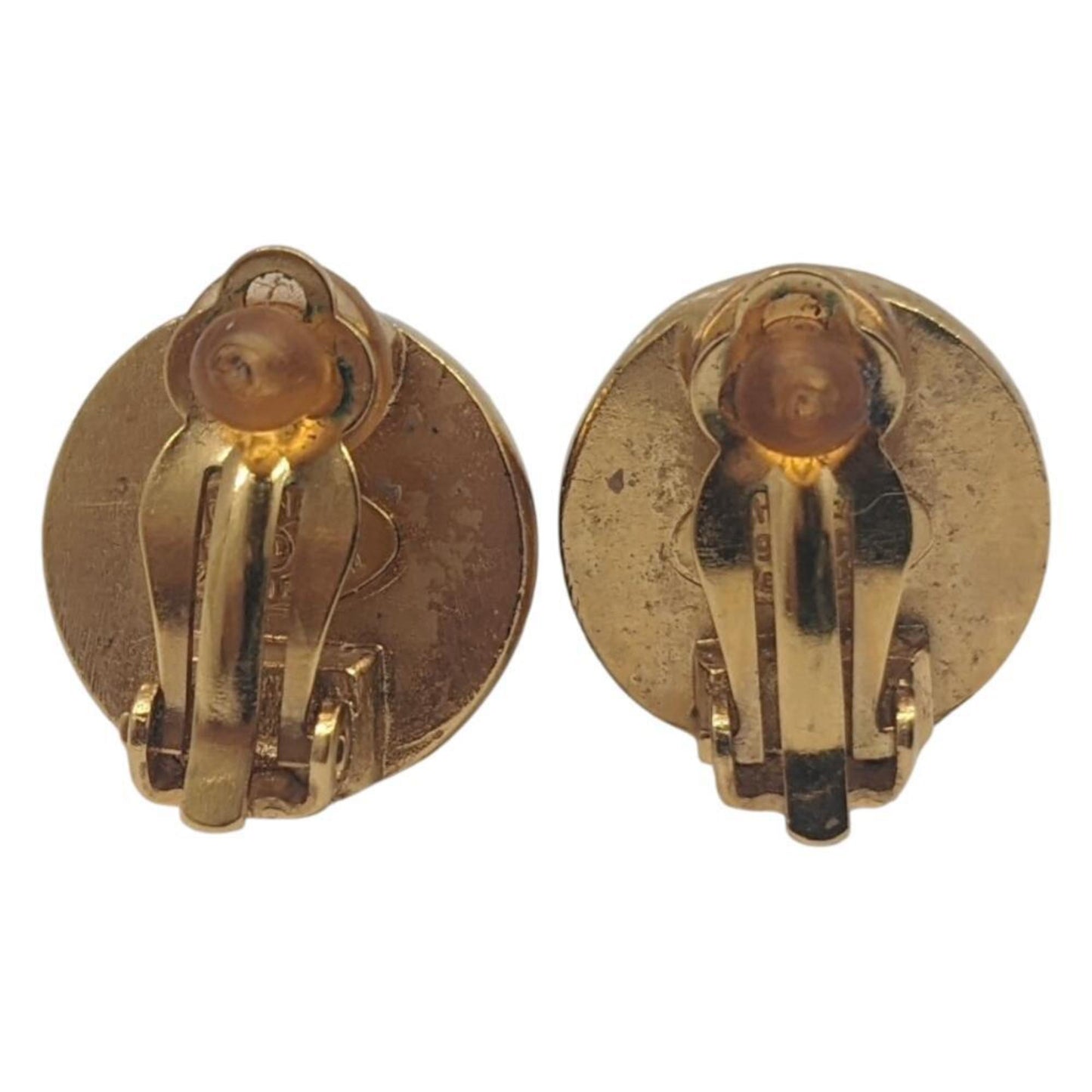 CHANEL Coco Round Earrings with Red Stone, GP 99P, Gold, Red, Women's