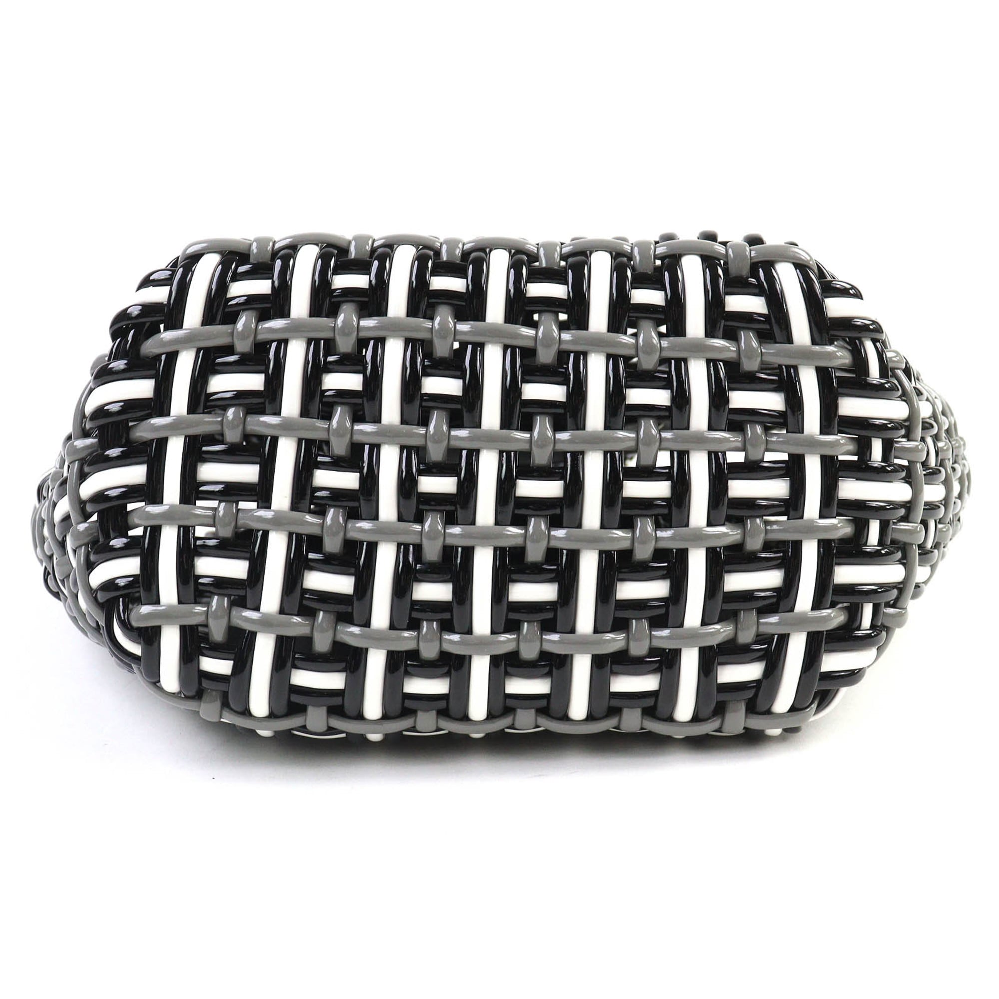 BALENCIAGA 671342 Bistro Basket Bag, XS, Enamel, 2-Way Handbag/Shoulder Black, Gray, White, Includes Dust Made in Italy, Women's — Like New