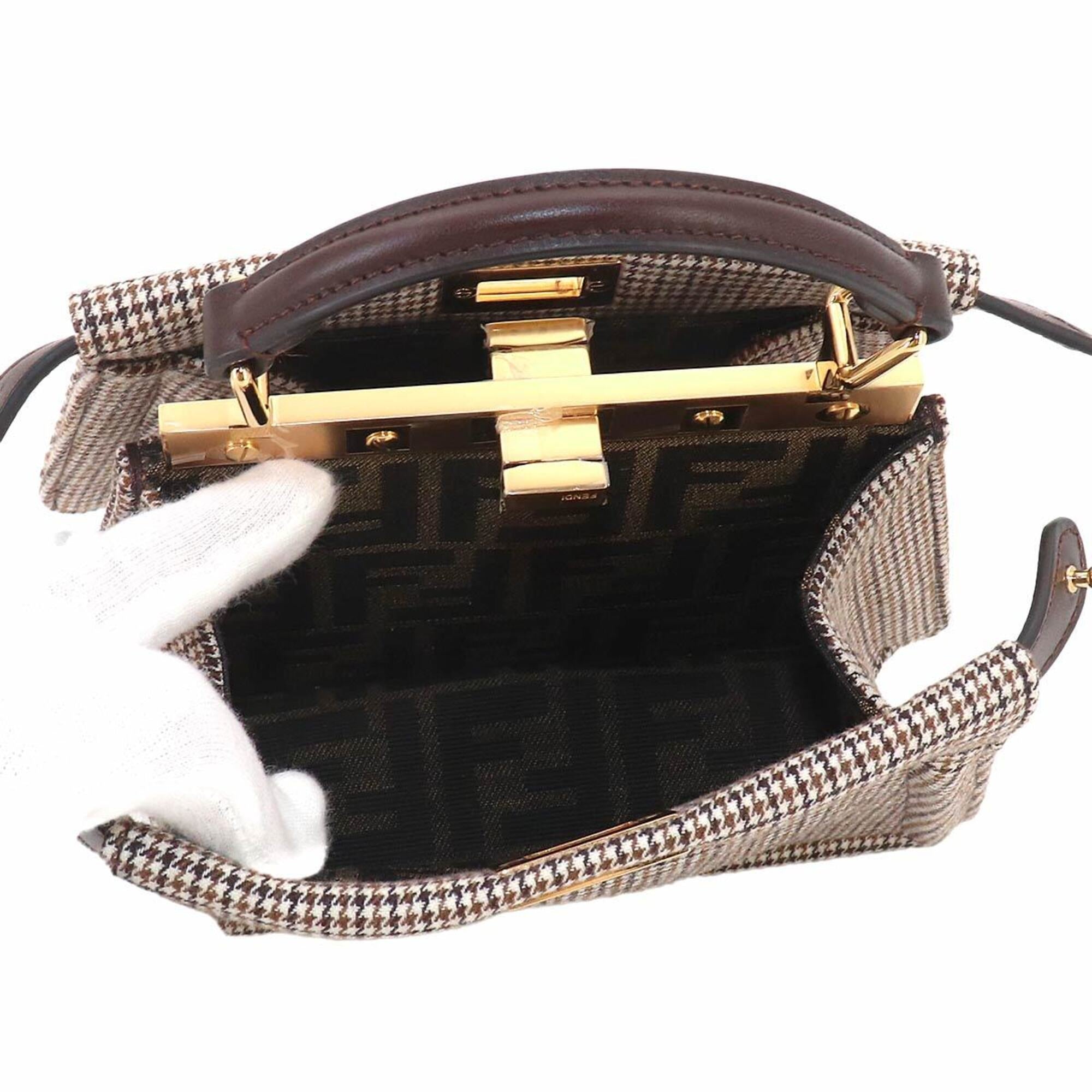 Fendi Peekaboo ISeeU Petite 2-way Hand/Shoulder Handbag, Canvas and Leather, Brown, 8BN335 — New - Store Return