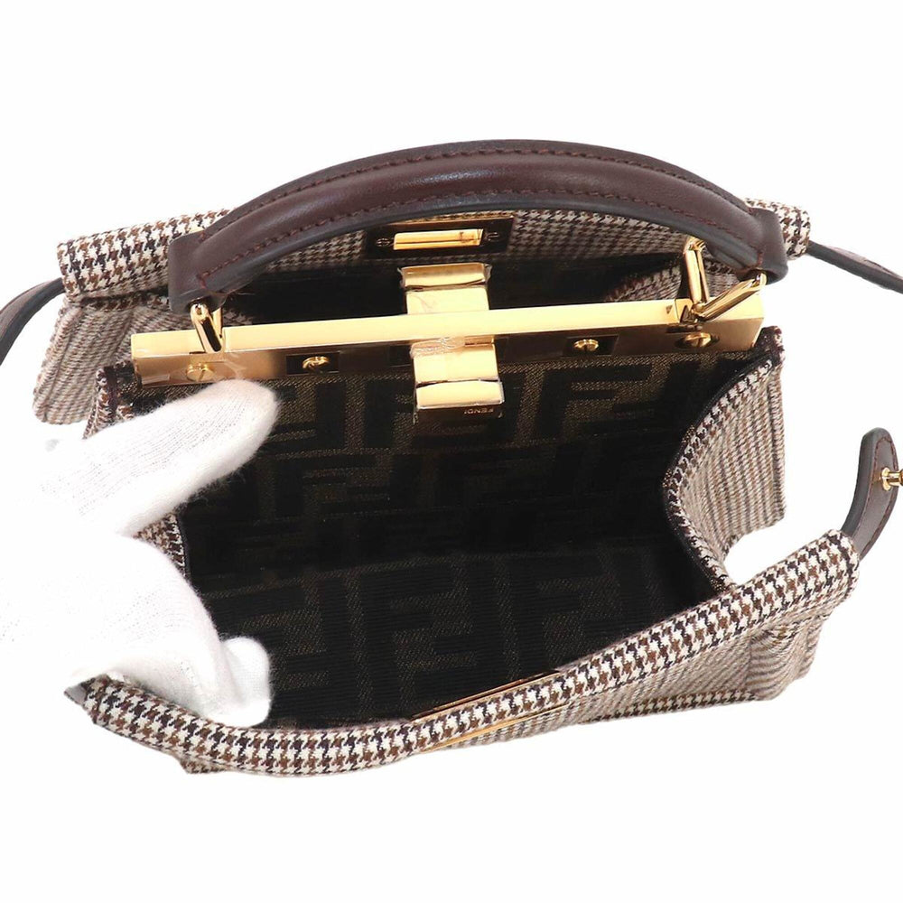 Fendi Peekaboo ISeeU Petite 2-way Hand/Shoulder Handbag, Canvas and Leather, Brown, 8BN335 — New - Store Return