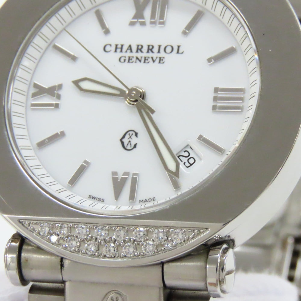 CHARRIOL Columbus CCR38D Stainless Steel Diamond Silver White Dial Men's Watch — Very Good