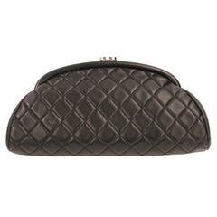 CHANEL Timeless Quilted Coco Mark Leather Clasp Clutch Bag, Black, Women's — Like New