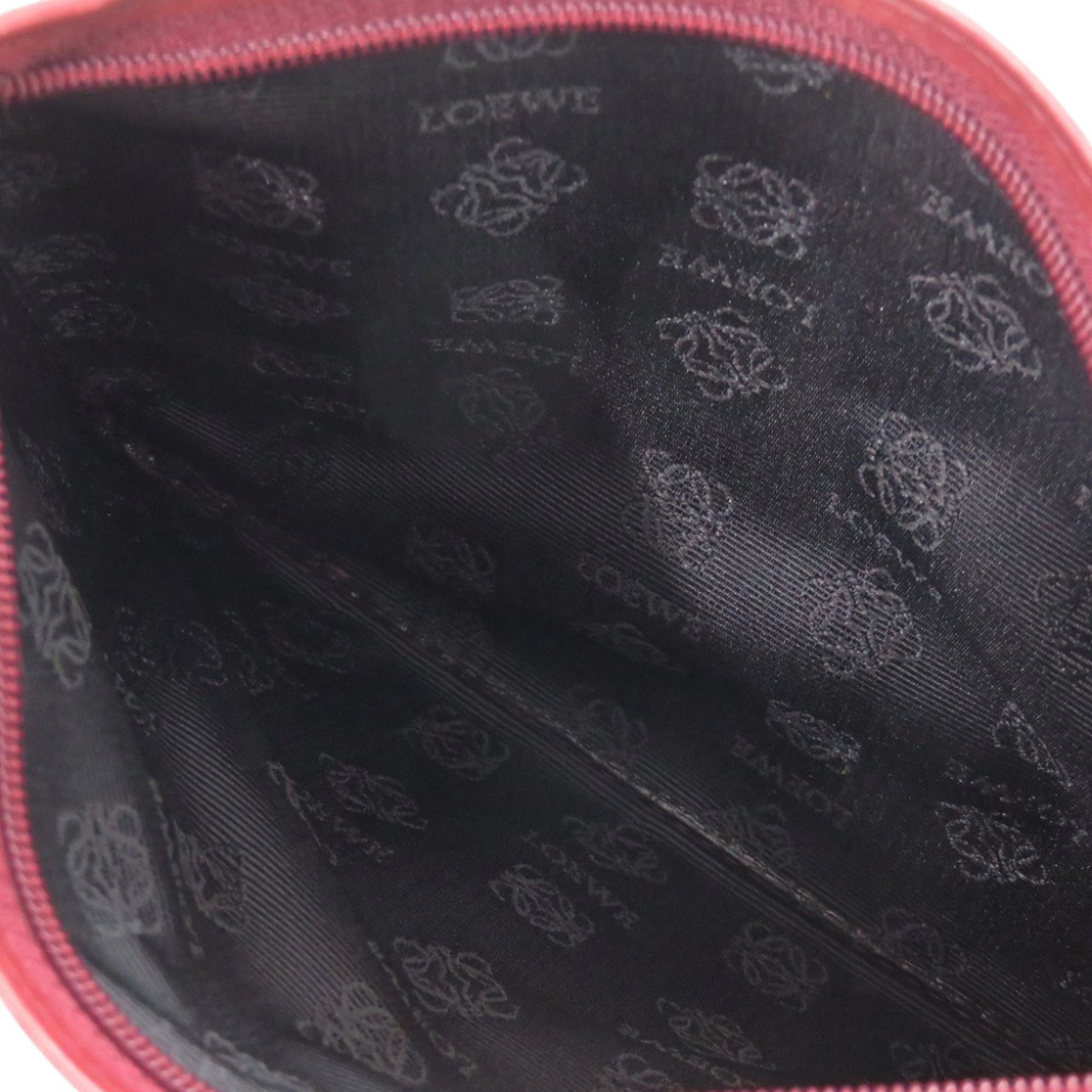 Loewe Cosmetic Pouch Handbag Sheepskin Wine Red 0025 LOEWE — Like New
