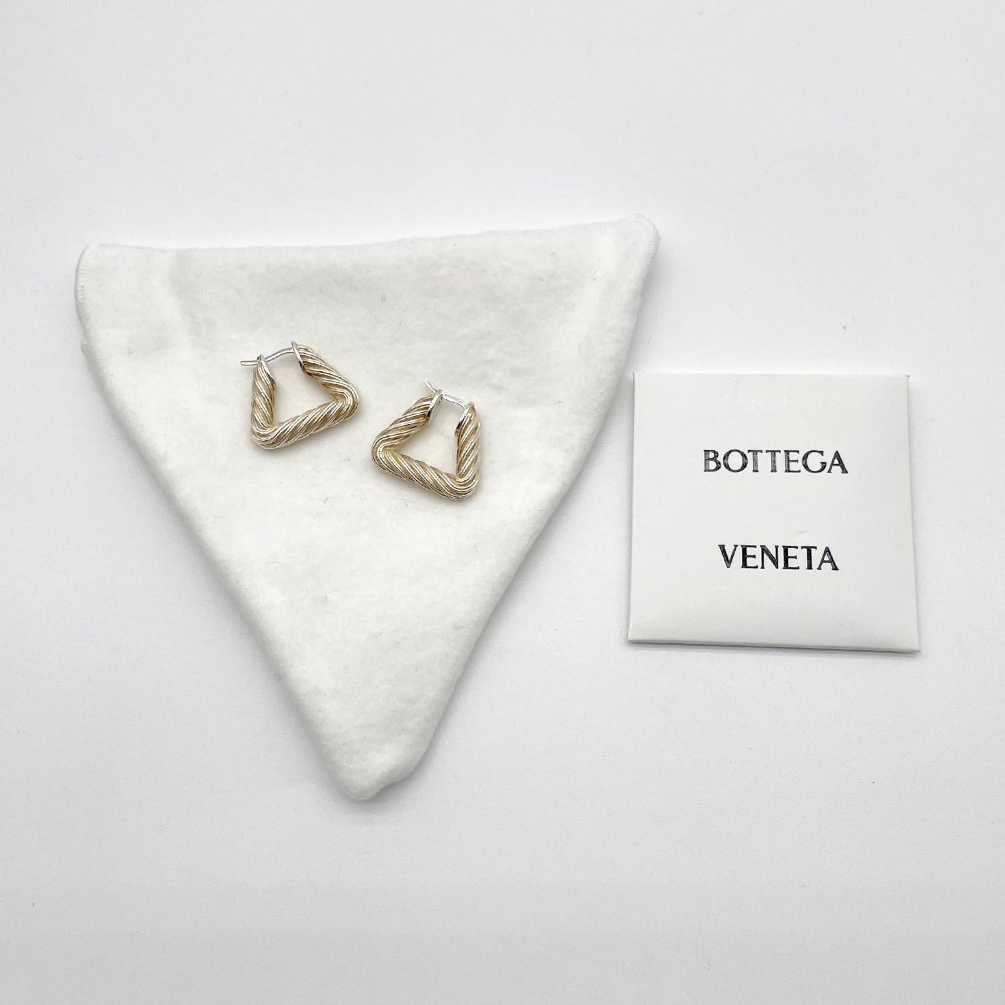 BOTTEGA VENETA Cord Triangle Twist Hoop Earrings, SV925 Silver, Men's & Women's — Like New