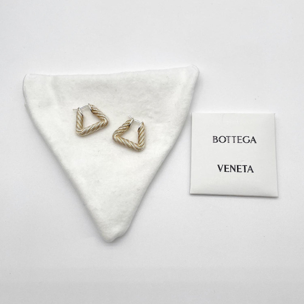 BOTTEGA VENETA Cord Triangle Twist Hoop Earrings, SV925 Silver, Men's & Women's — Like New