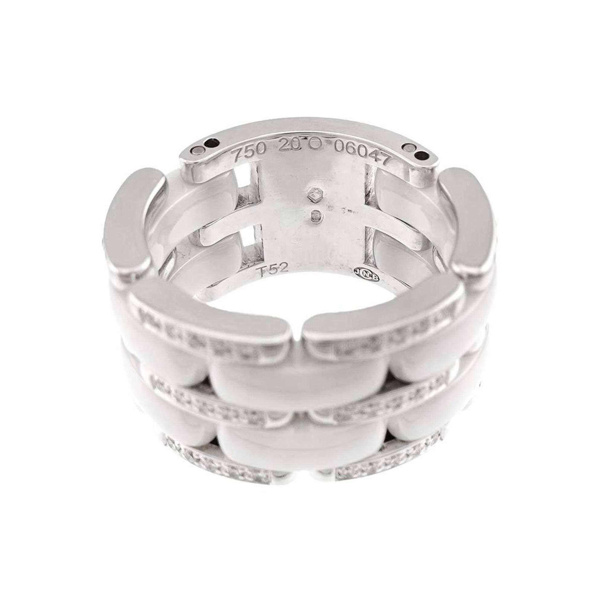 Chanel Ultra #52 Diamond Ring, Large, 18K White Gold, Ceramic 750 — Like New