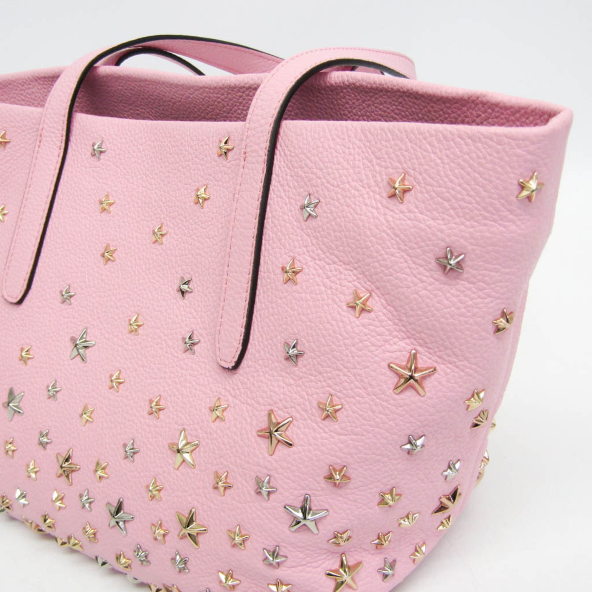 Jimmy Choo Sophia Small Men,Women Leather Studded Tote Bag Pink — Like New
