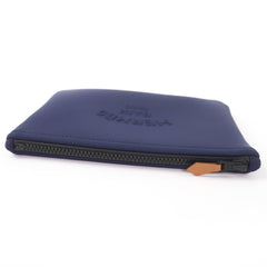 HERMES Trouse Flat PM Neoban Black Hardware Logo Zip Pouch Navy Made in France Women's — Like New