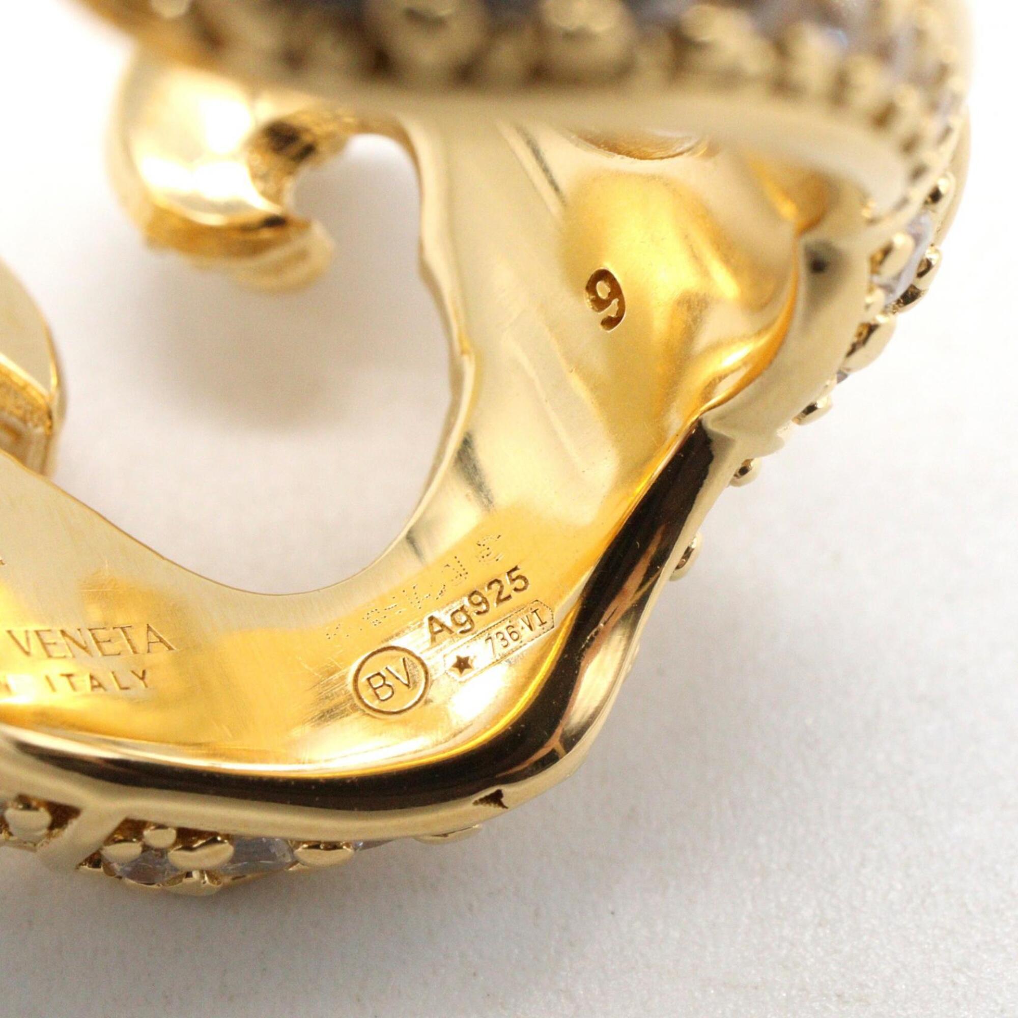 Bottega Veneta CZ Sterling Silver Ring - Women's Ring/Finger 925 Gold Tone — Like New