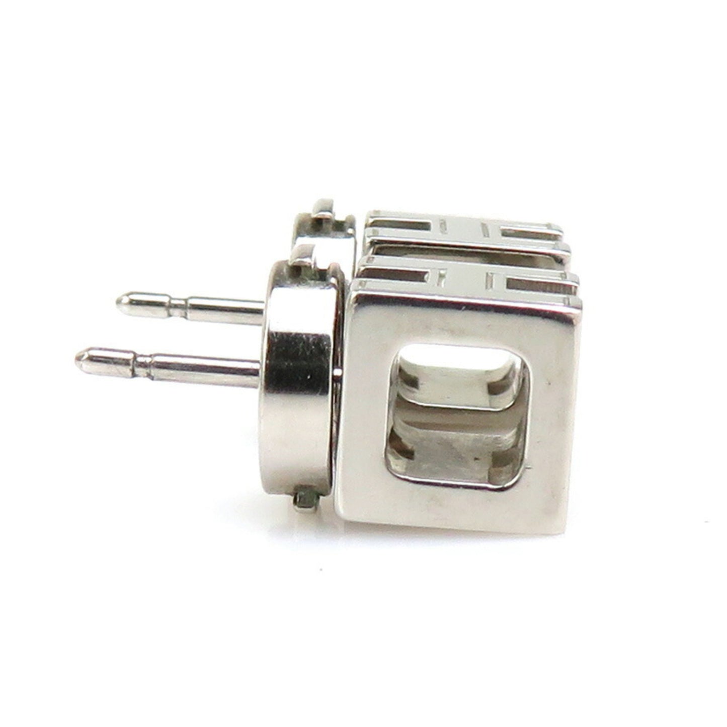 Hermes HERMES Earrings Cage de H Metal Enamel Silver Magenta Women's e60350