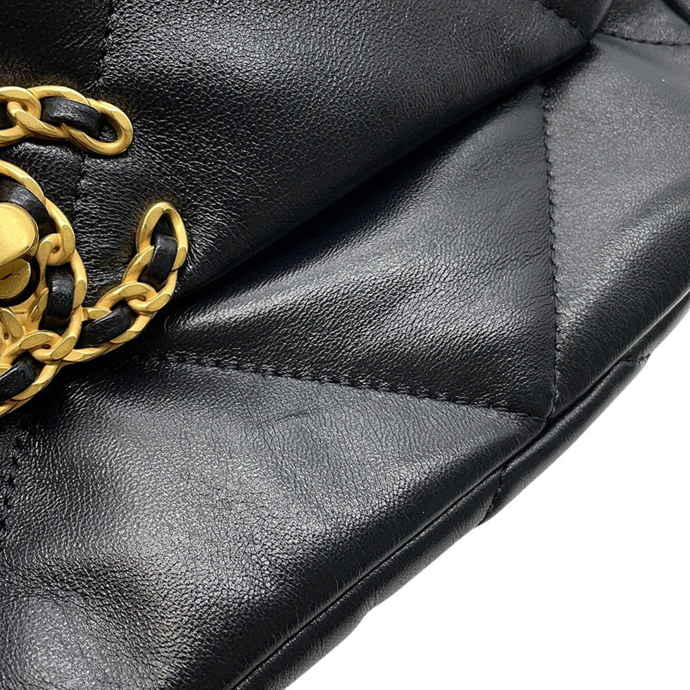 Chanel Chain Shoulder Bag CHANEL19 Matelassé Coco Mark Shiny Lambskin AS1160 CHANEL Black 19 Handbag Women's — Like New