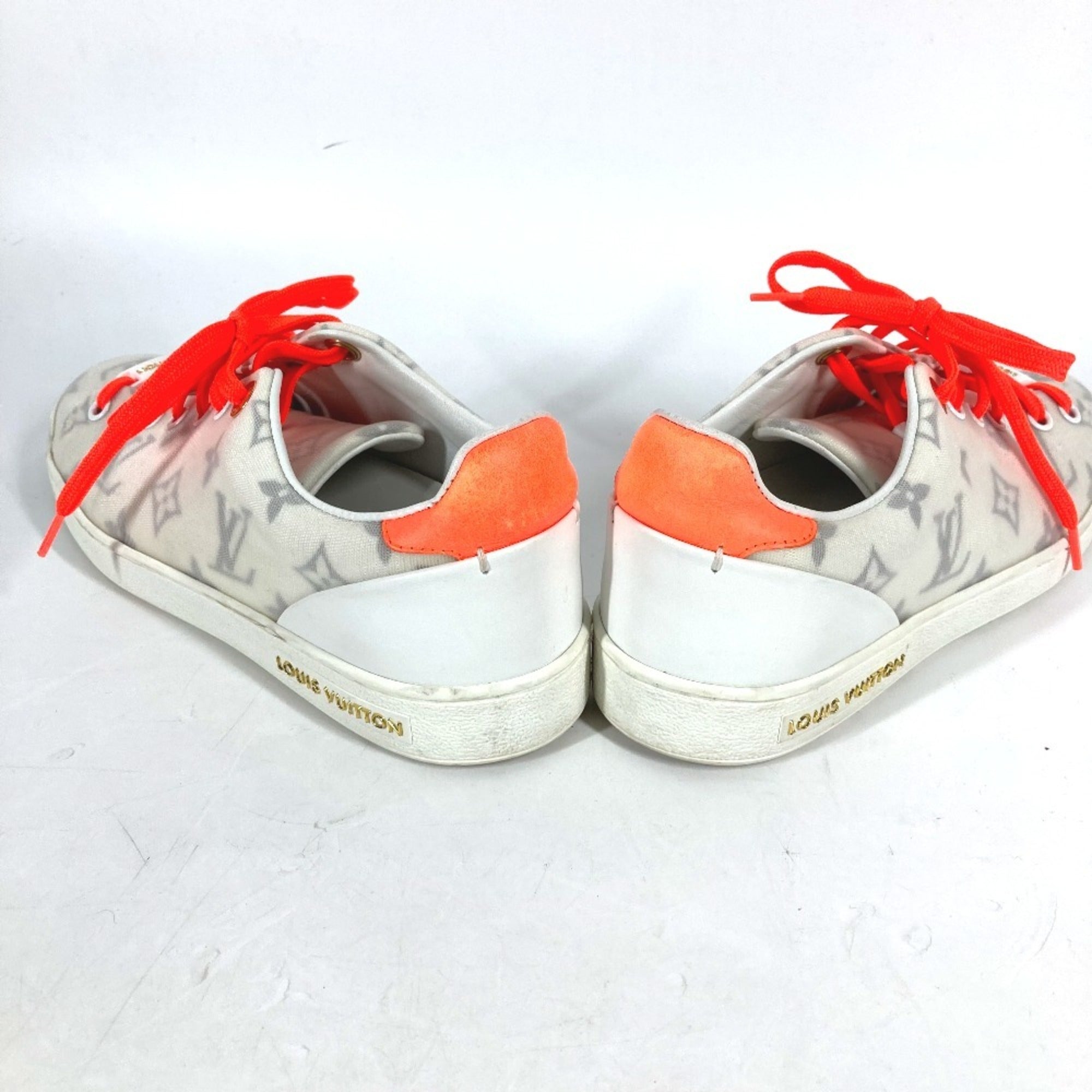 LOUIS VUITTON Louis Vuitton Front Row Monogram Lace-Up Shoes Sneakers PVC Women's White