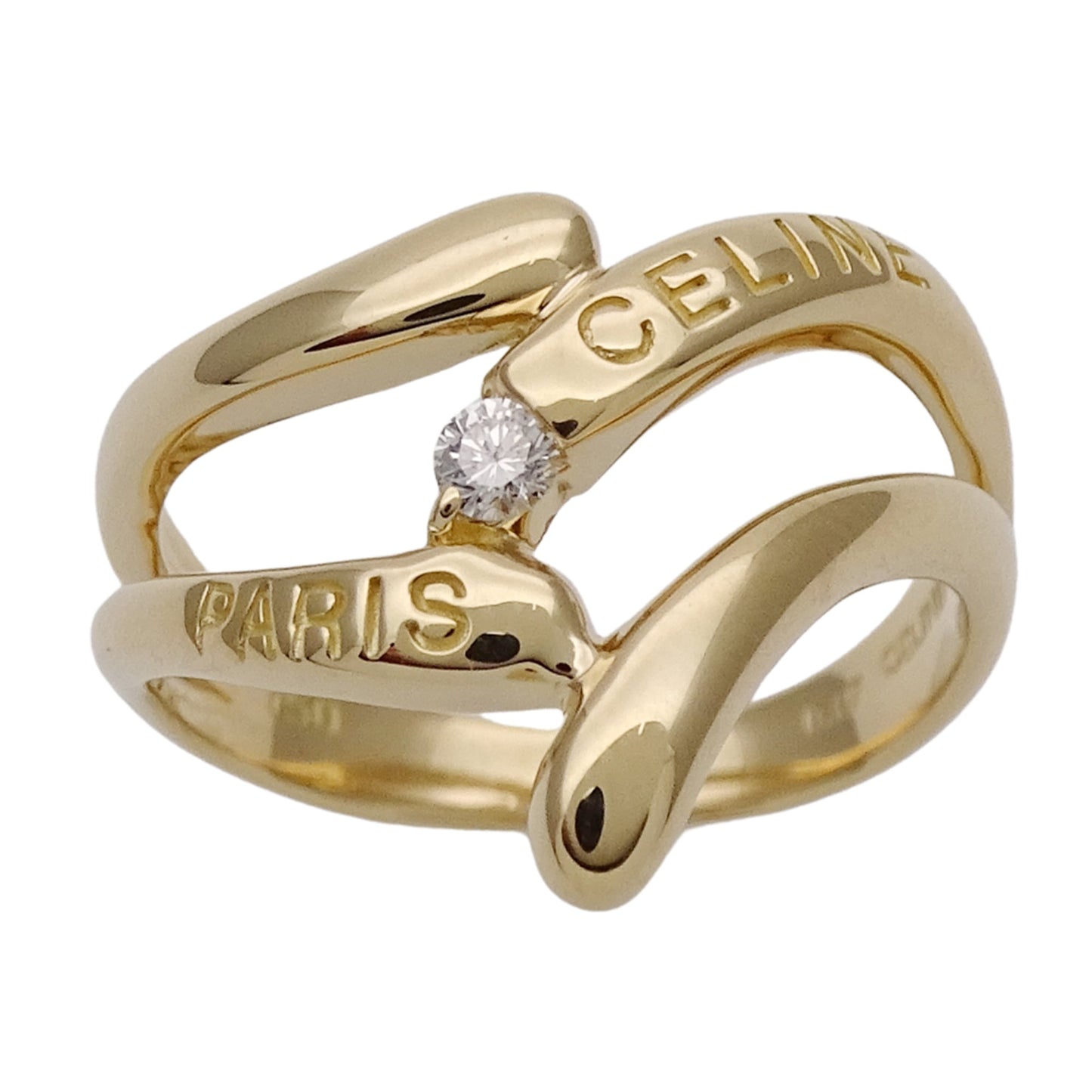 Celine women's ring, 750YG yellow gold with diamonds, D0.07, polished.