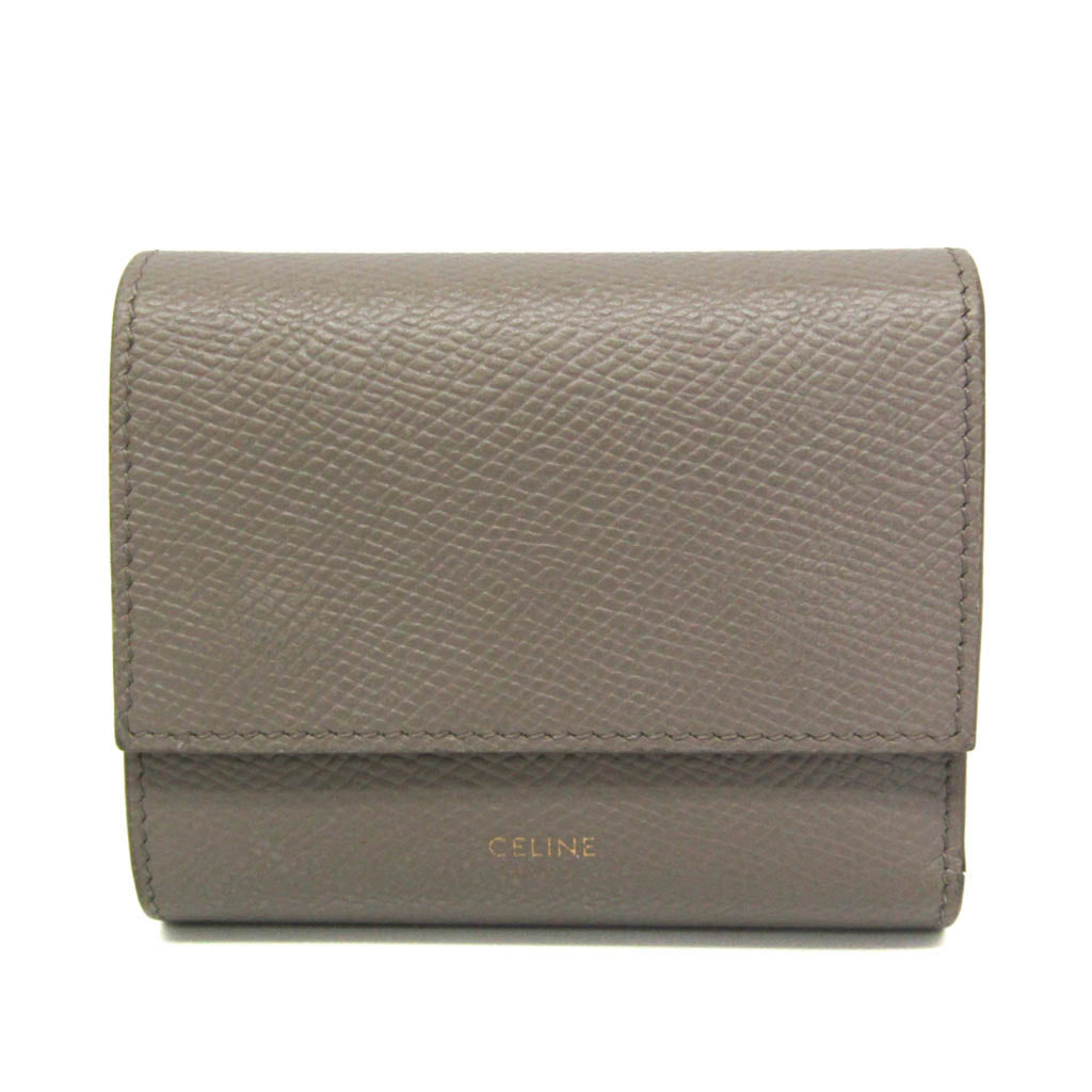 Celine Small Triford Wallet 10B573BEL.31AN Women's  Embossed Calf Leather Wallet (tri-fold) Gray