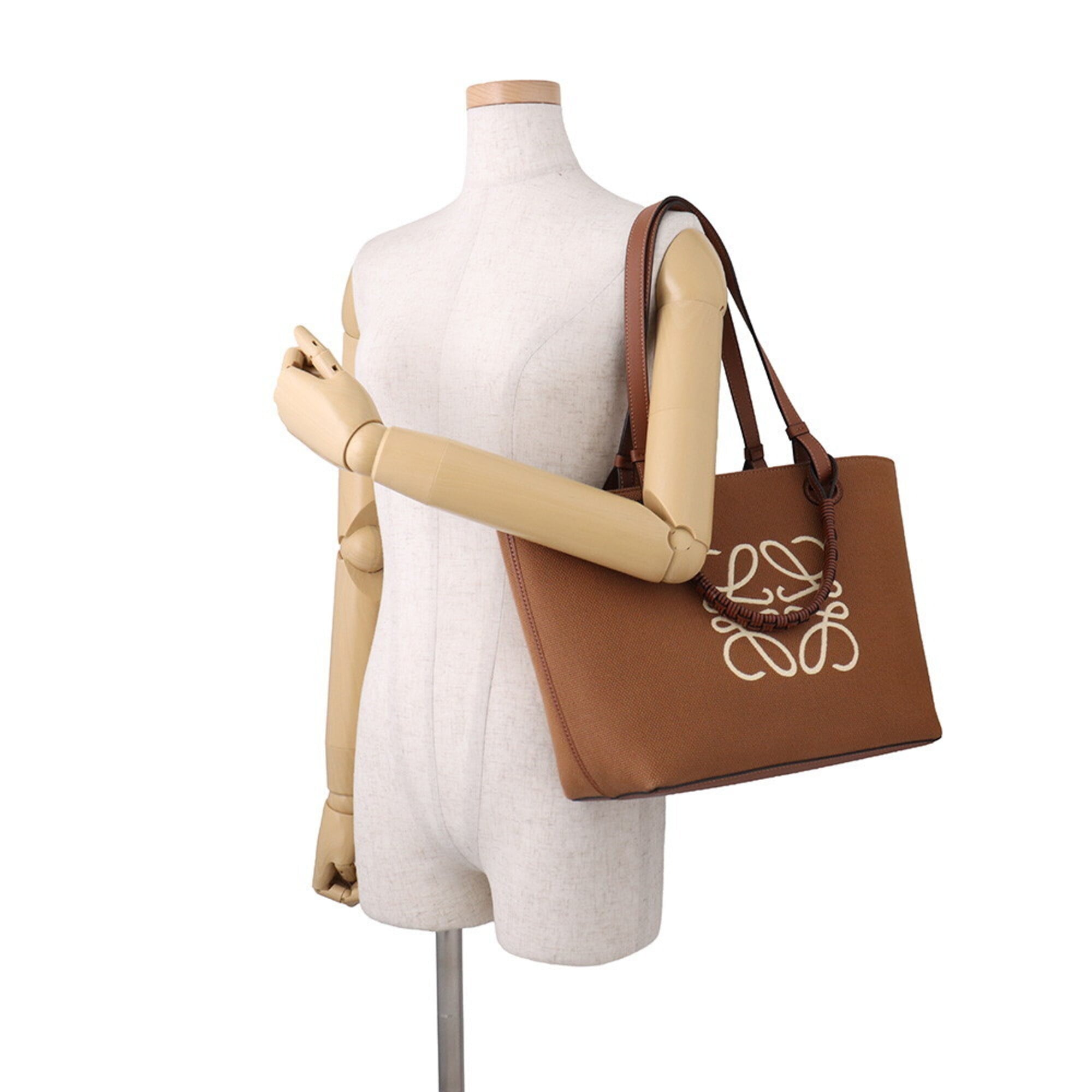 Loewe Anagram Small Jacquard Calf Leather Tote Bag A717S72X06 LOEWE 2-way Shoulder Handbag — Like New