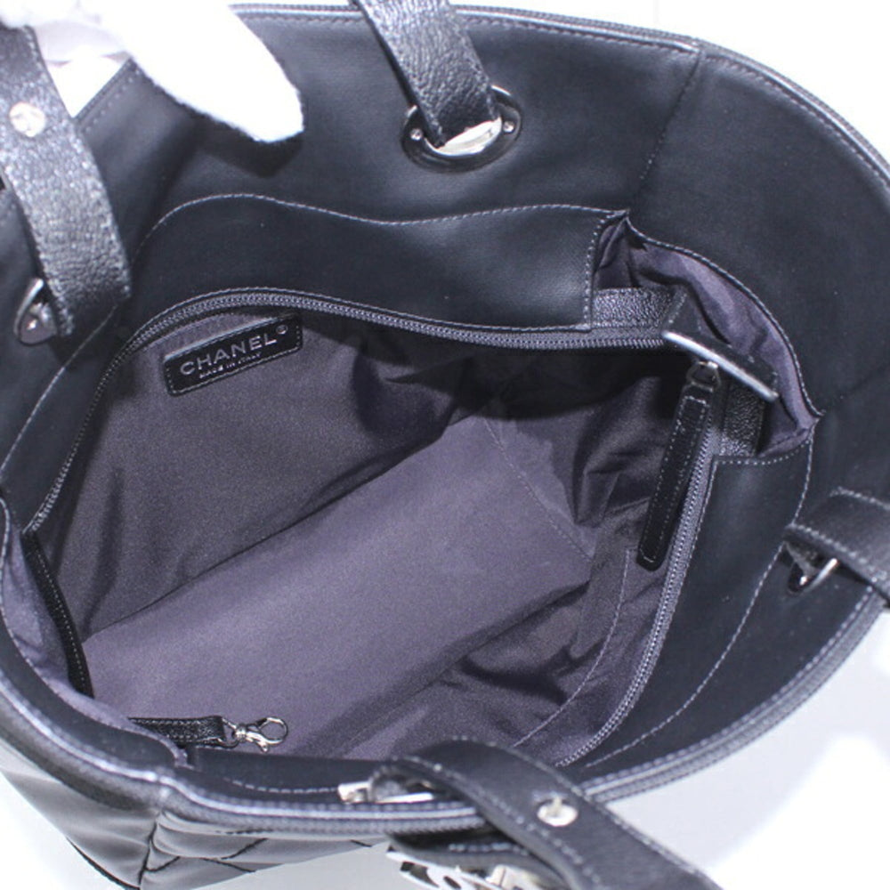 CHANEL Paris Biarritz Tote PM Black PVC Nylon Leather Bag Coco Mark A34208 T6222 — Like New