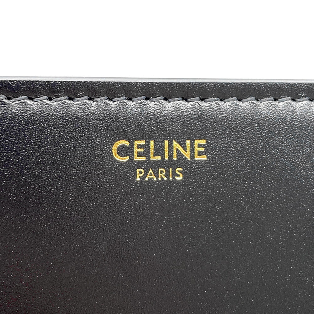 Celine shoulder bag, Maillon Triomphe, calf leather, 193123, black, handbag — Like New